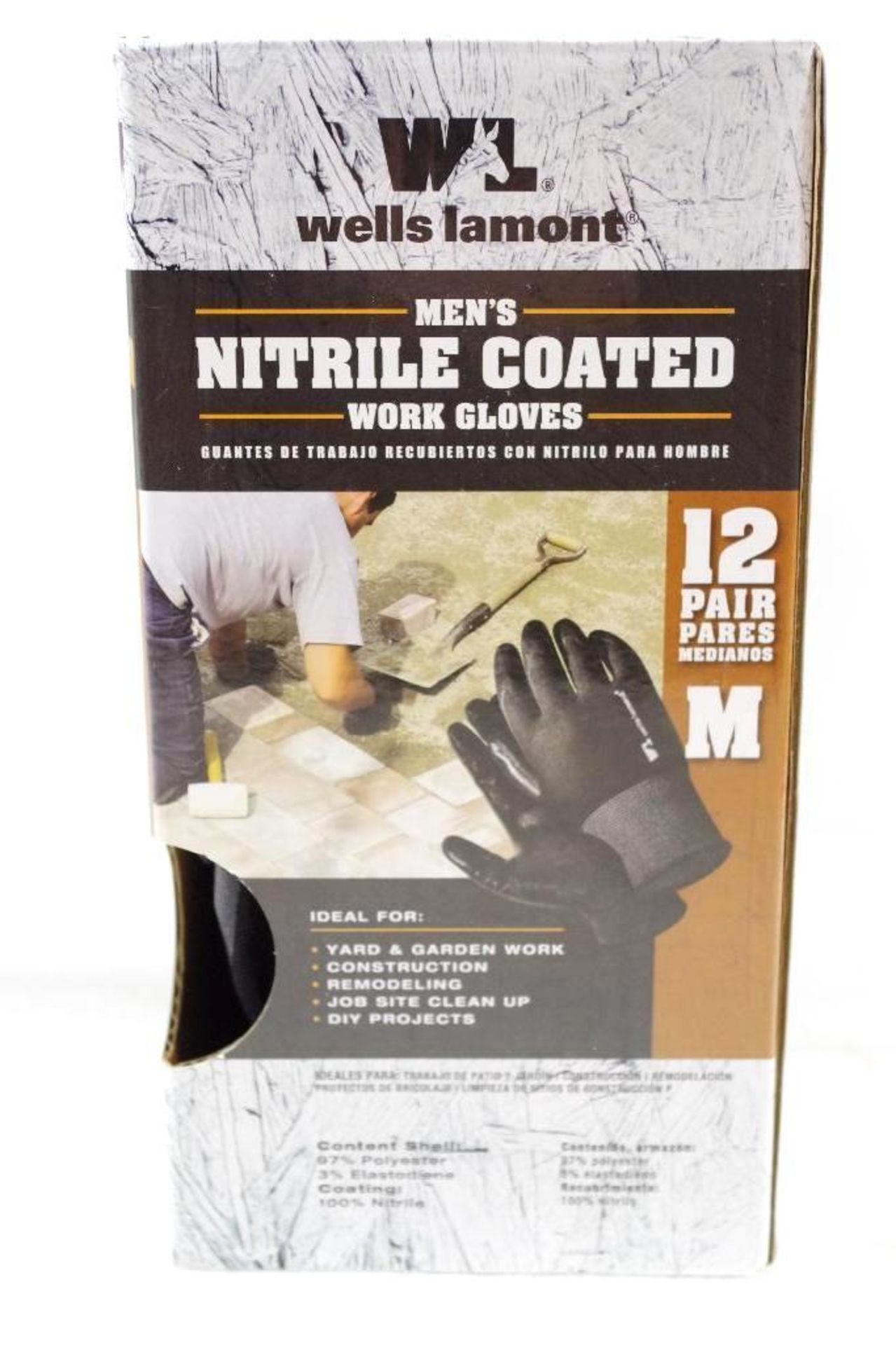 NEW WELLS LAMONT 12 Pairs Men's Nitrile Coated Work Gloves Size: M