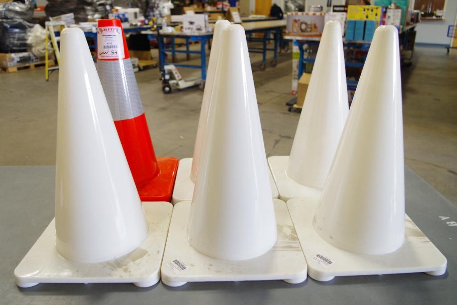 [5] 18" White Polyethylene Traffic Cones M/N 1YBW7 & [1] Orange Traffic Cone - Image 2 of 2