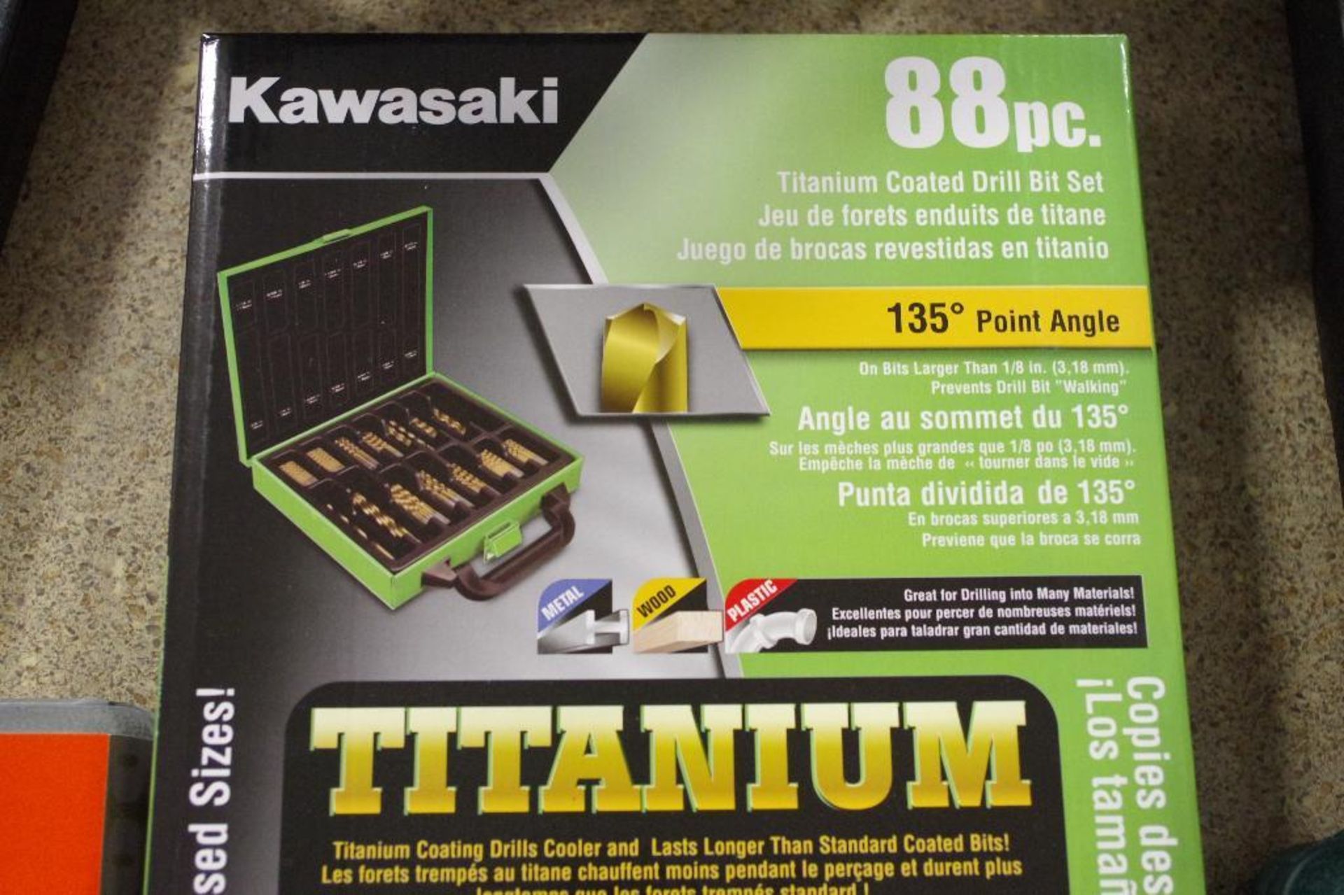 NEW KAWASAKI 88-Piece Titanium Coated Steel Drill Bit Set w/ Metal Case - Image 2 of 2