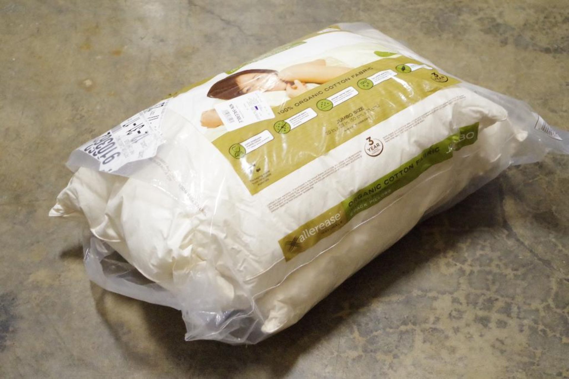 [2] ALLEREASE Jumbo Sized 100% Organic Cotton Fabric Pillows, Store Return
