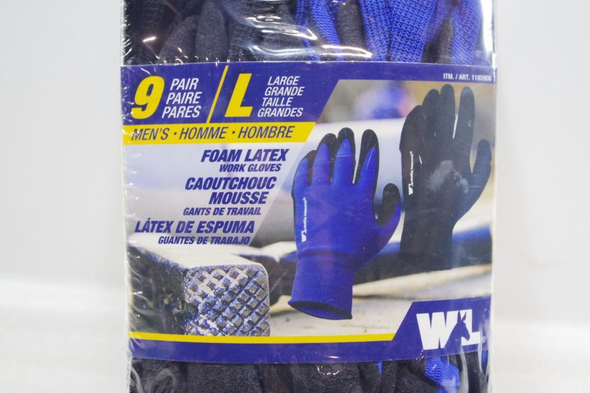 [9] WELLS LAMONT Men's Foam Latex Work Gloves Size: L (1 pack of 9)