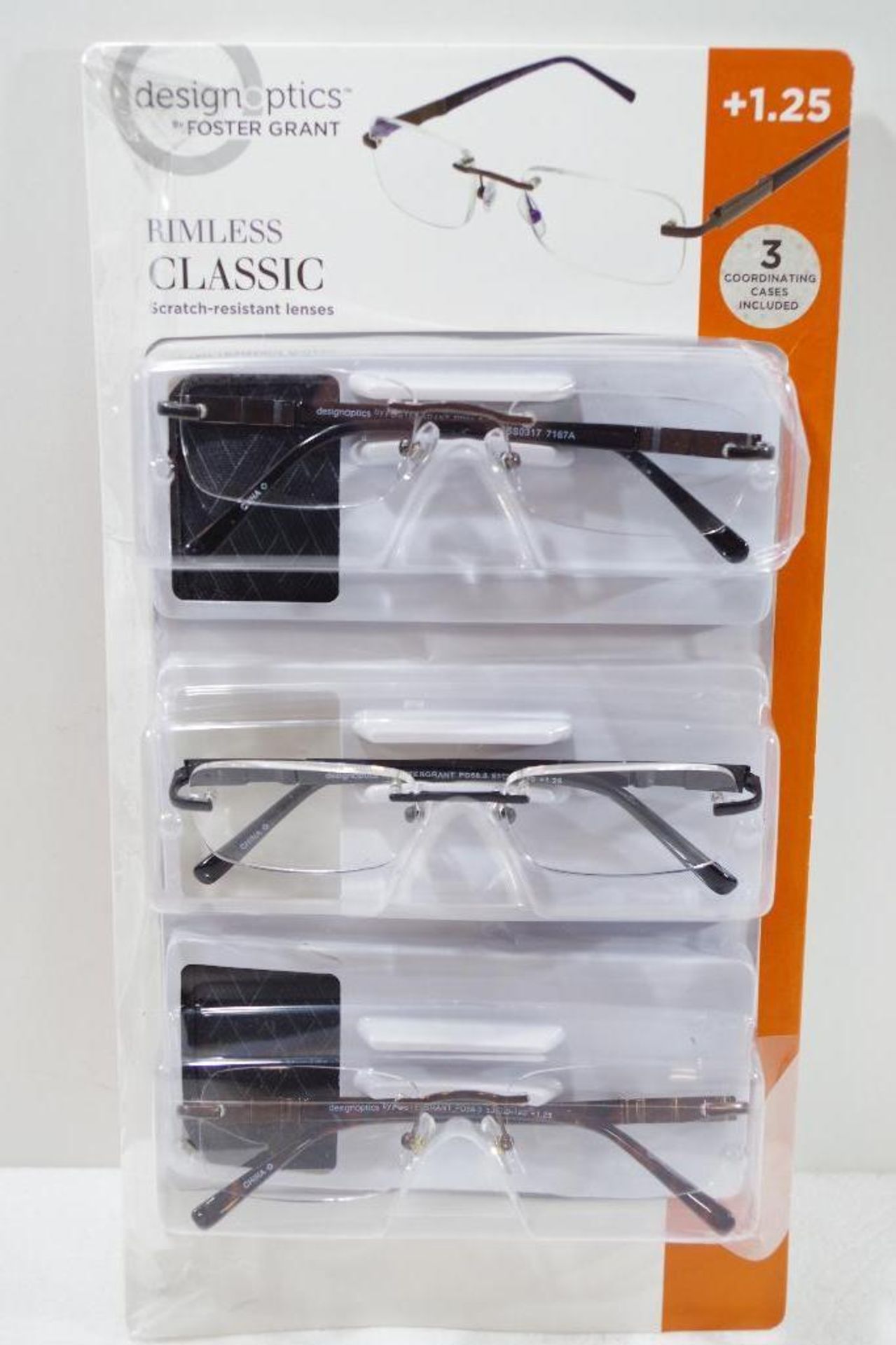 DESIGN OPTICS by Foster Grant Rimless +1.25 Scratch Resistant Reading Glasses (1-Pack of 3)