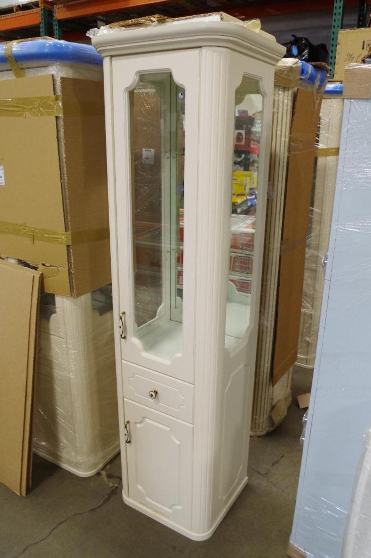 NEW BELUX Ivory Glass Side Storage Cabinet Approx. 20" W x 17" D x 71-1/4" T - Image 4 of 5