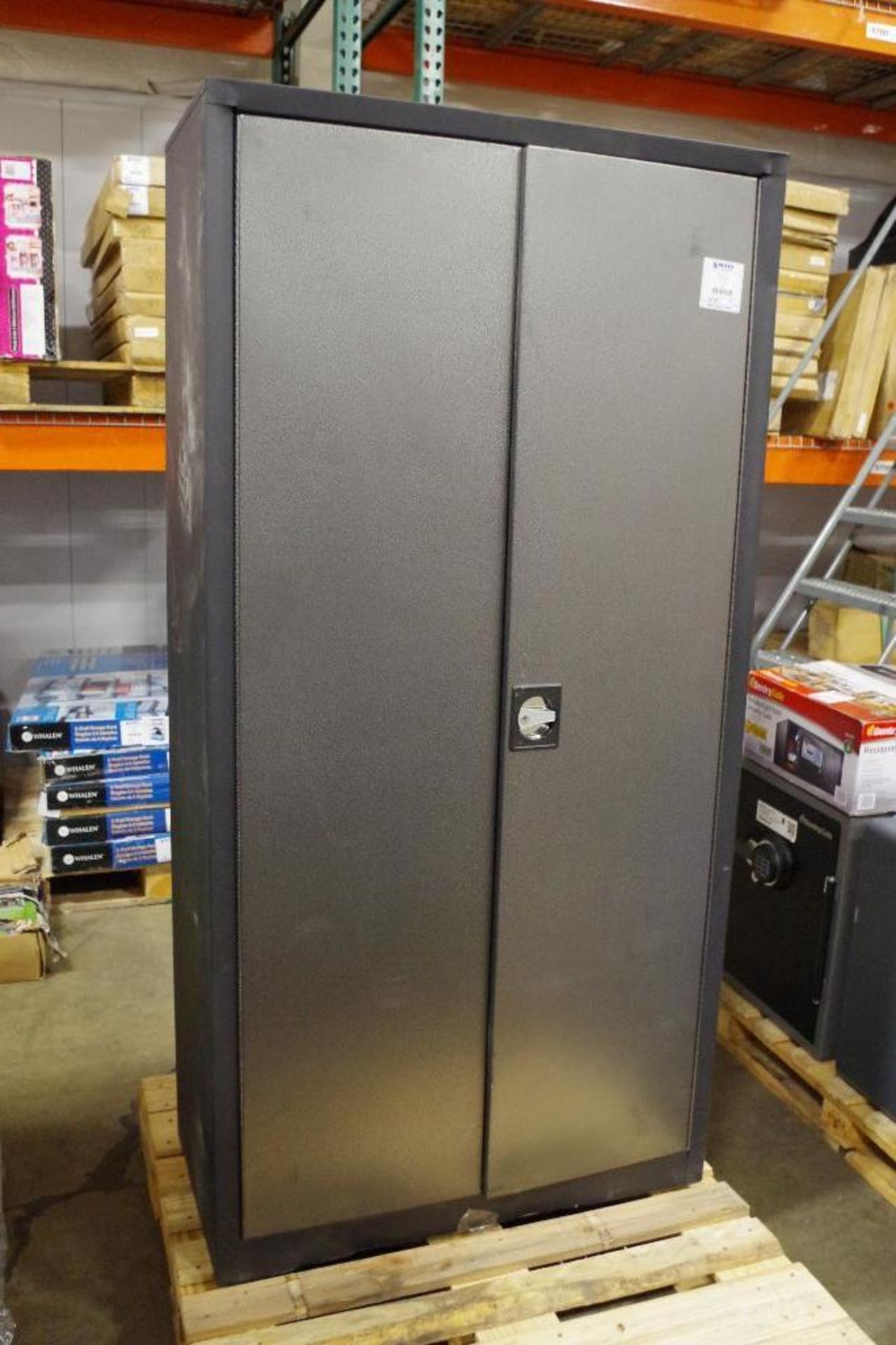 Metal Storage Cabinet w/ Keys Approx. 36" W x 18" D x 72" T (some light damage)