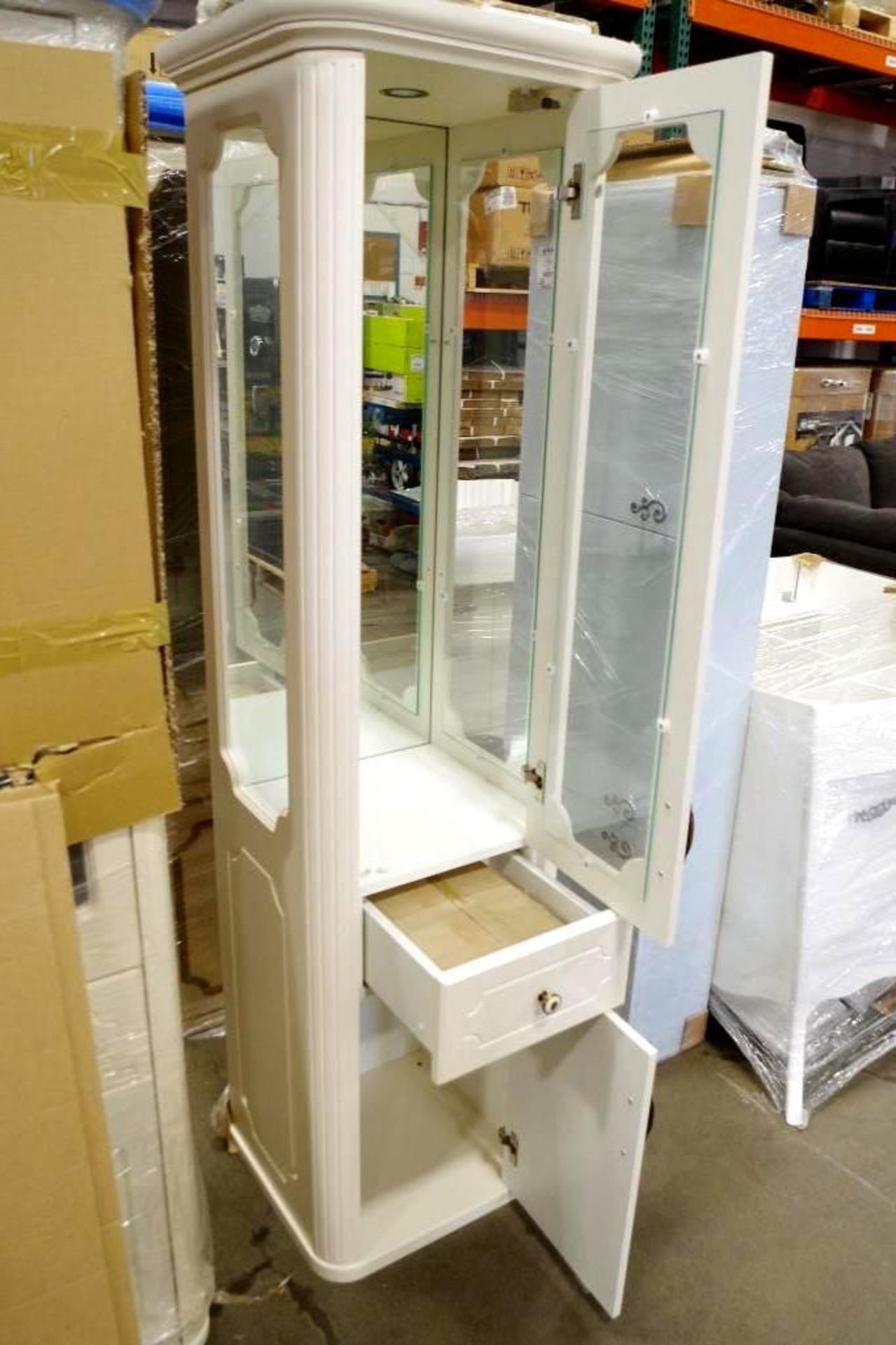 NEW BELUX Ivory Glass Side Storage Cabinet Approx. 20" W x 17" D x 71-1/4" T - Image 2 of 5