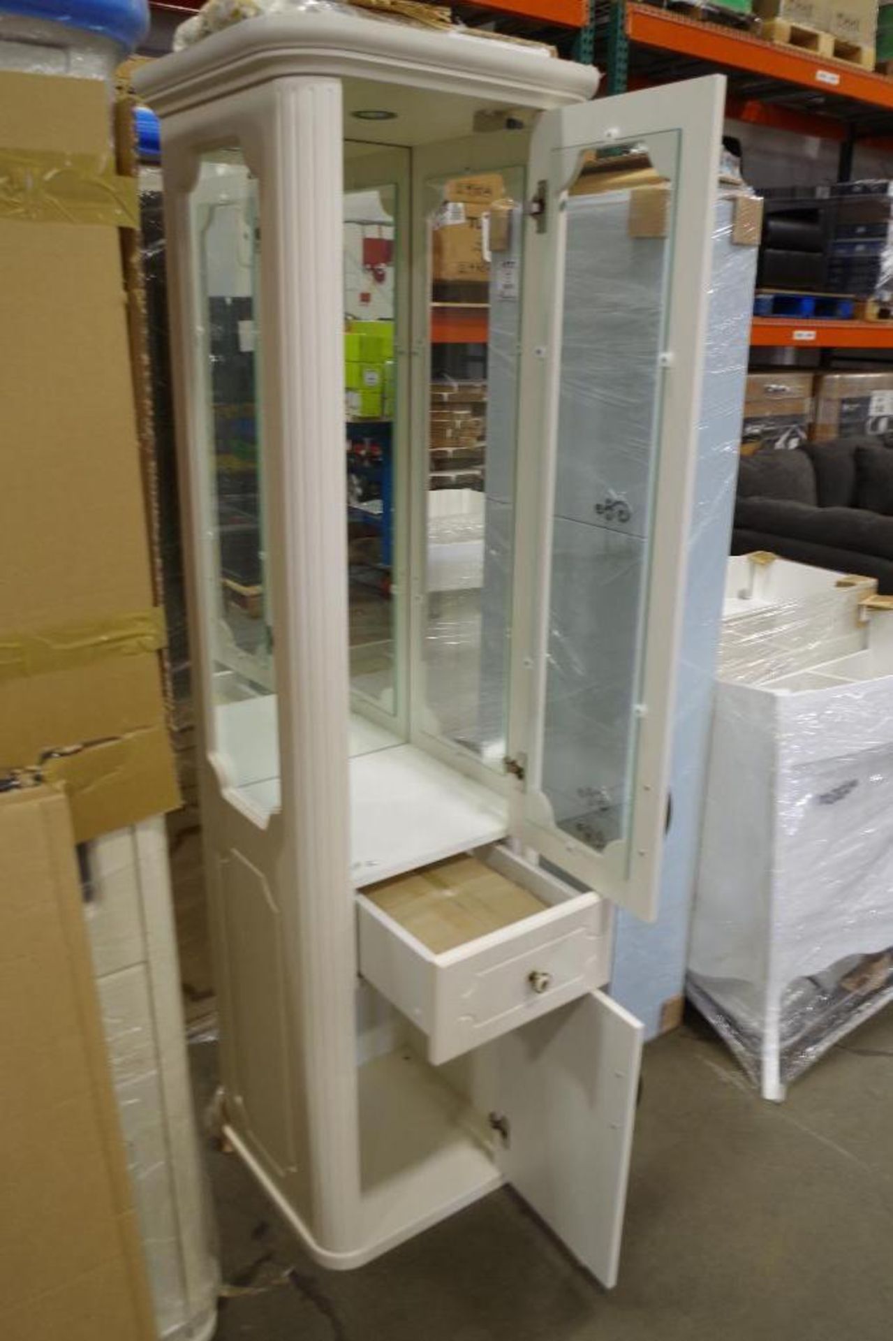 NEW BELUX Ivory Glass Side Storage Cabinet Approx. 20" W x 17" D x 71-1/4" T - Image 5 of 5
