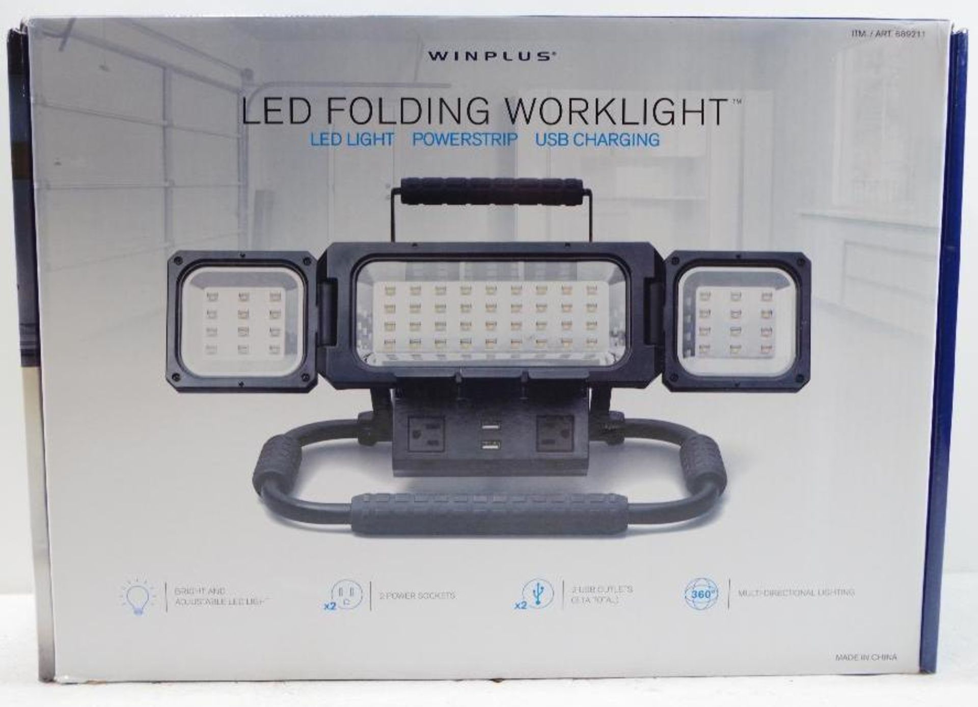 WINPLUS LED Folding Work Light w/ Power Strip & USB Charging