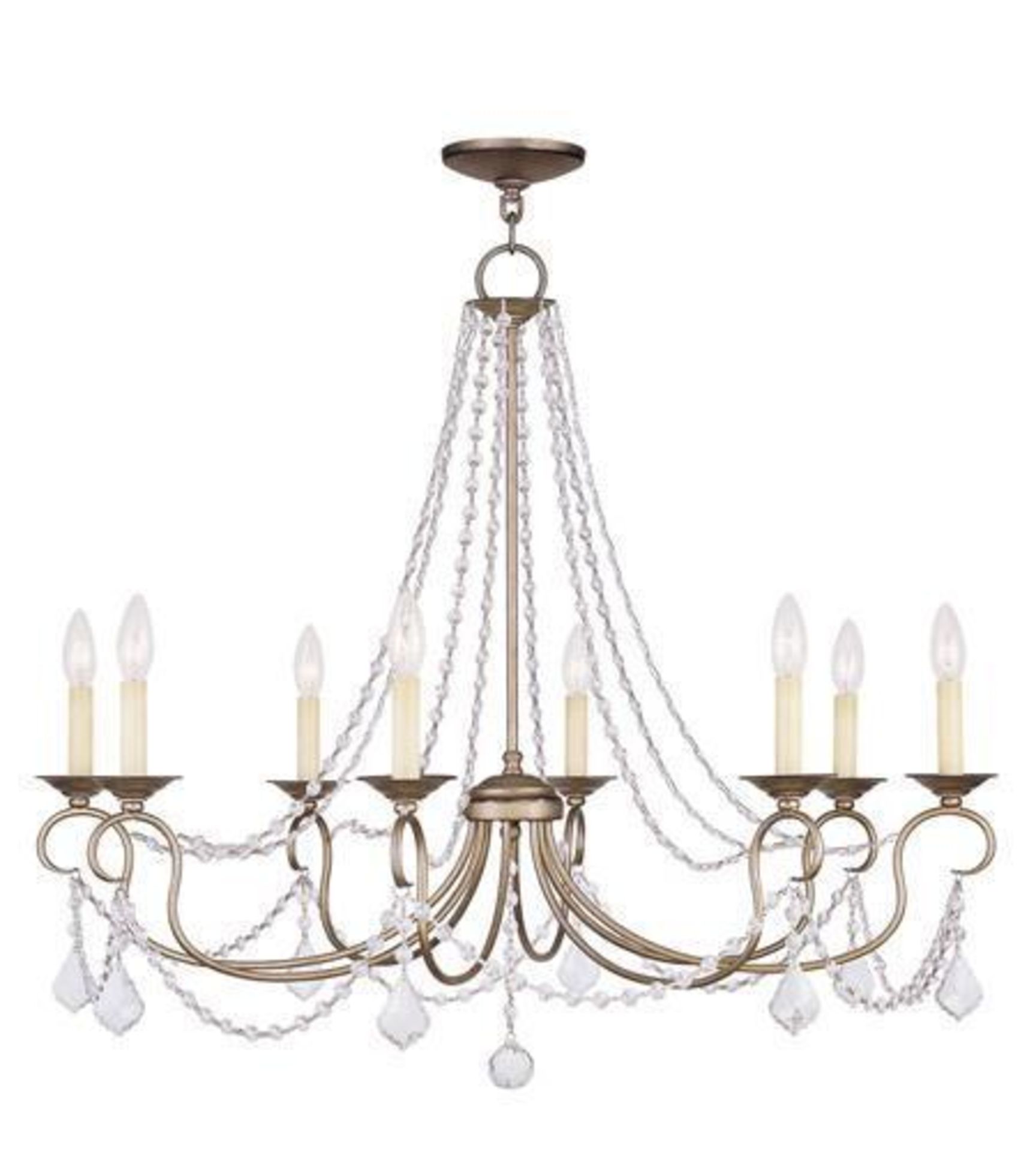 LIVEX Pennington 8-Light 34" Antique Silver Leaf Chandelier (Appears NEW)