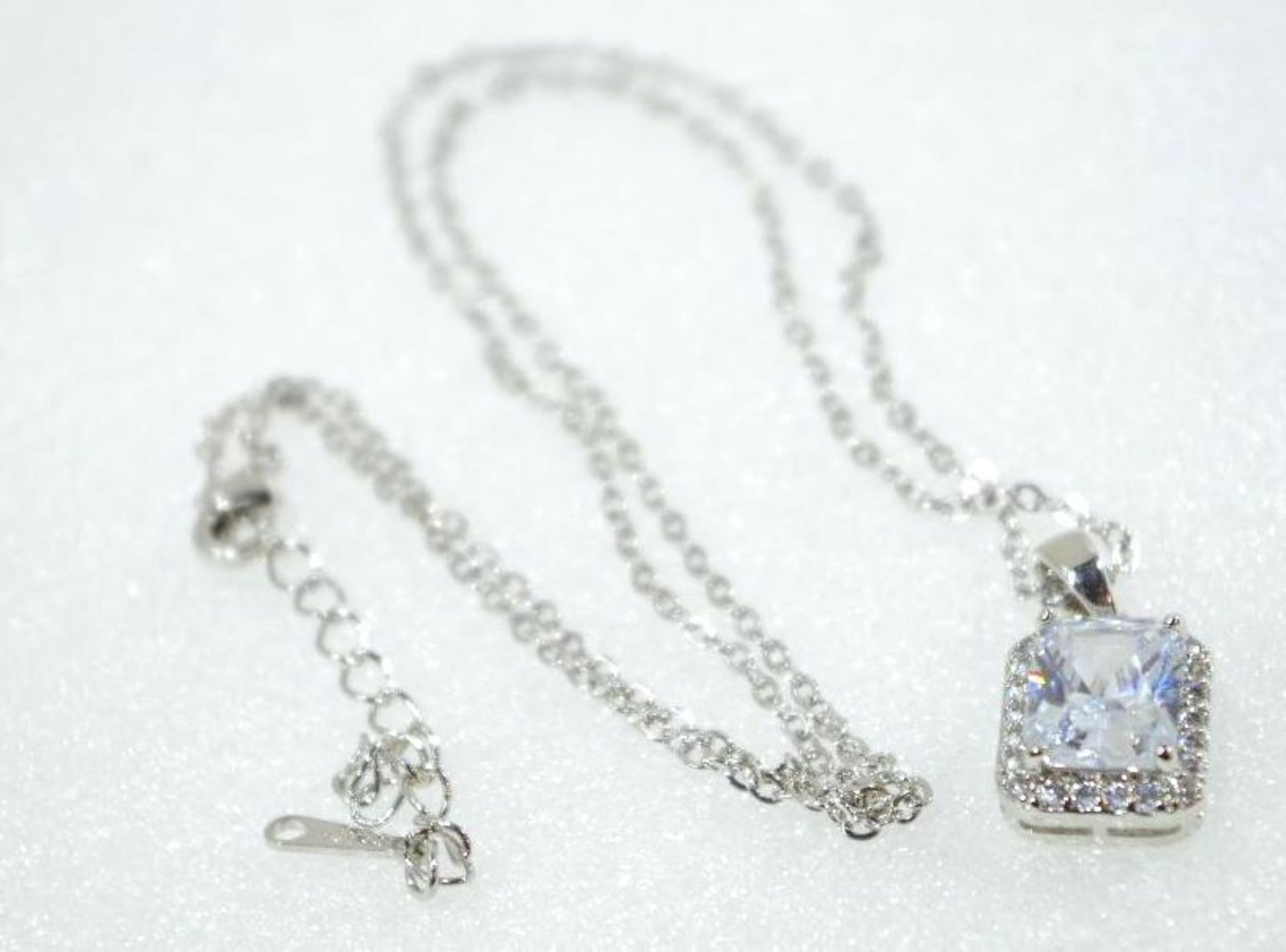 Round Cut CZ Pendant w/ Chain - Image 2 of 2