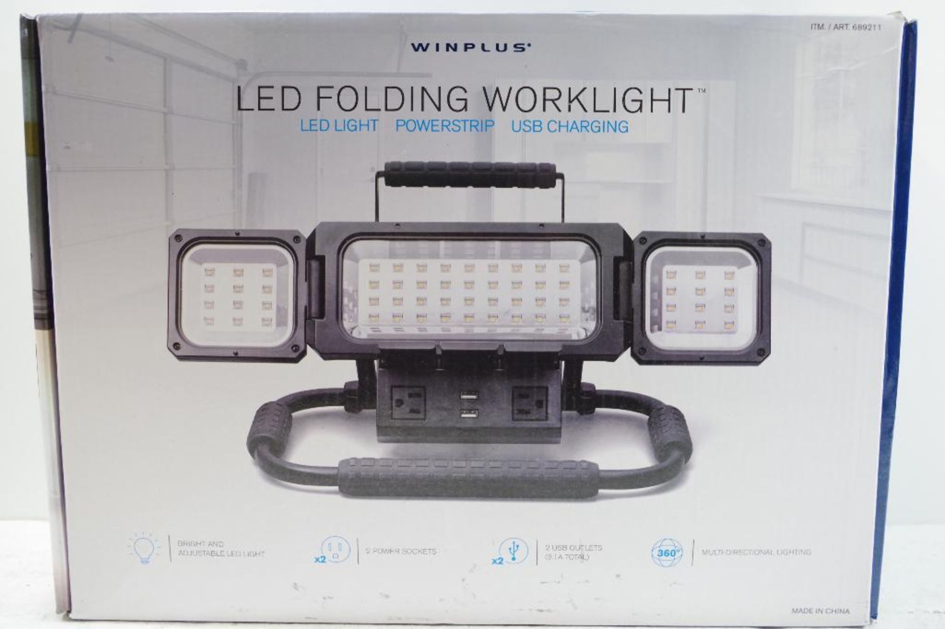 WINPLUS LED Folding Work Light w/ Power Strip & USB Charging