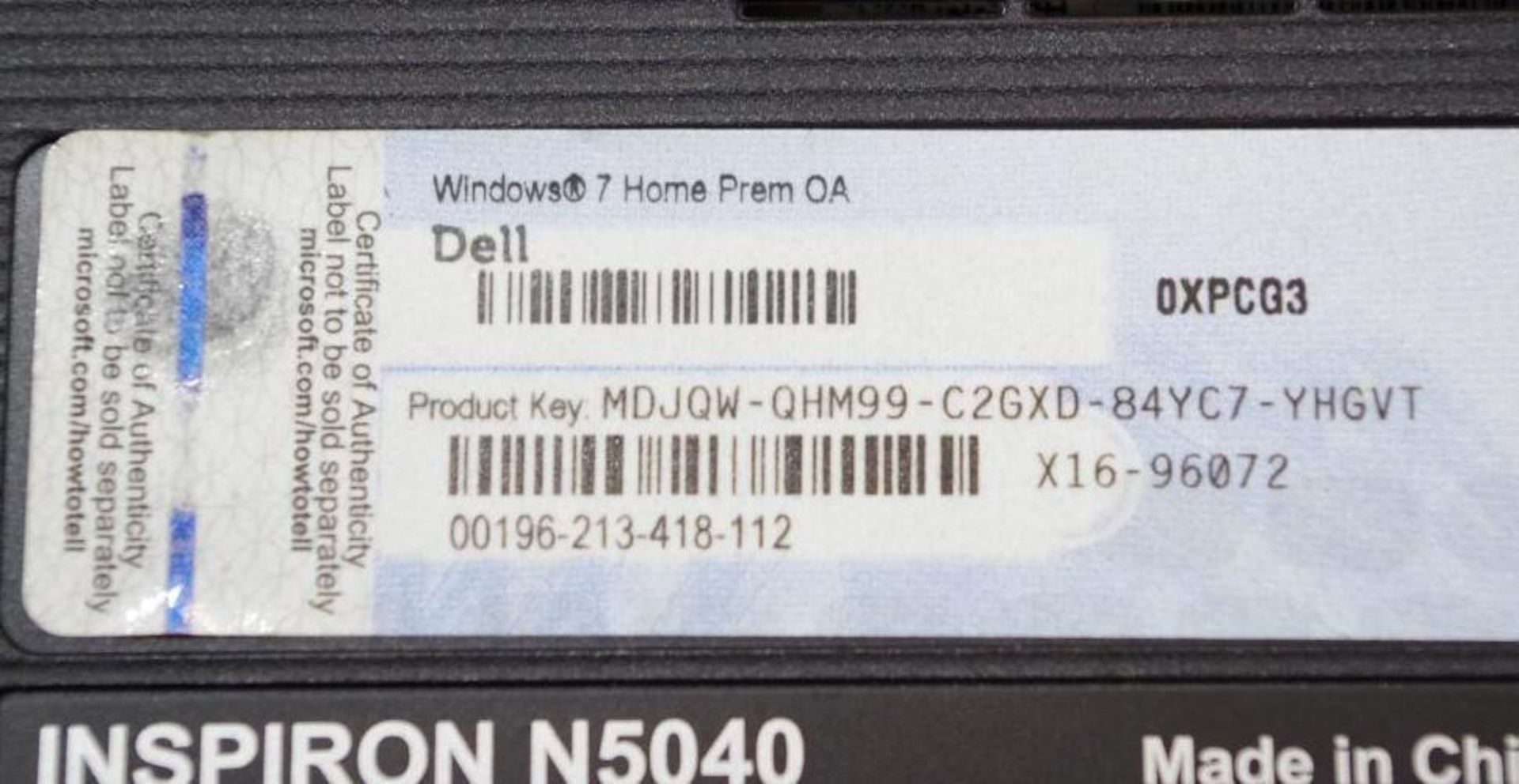 DELL Inspiron Windows 7 Home Premium Laptop w/ Power Supply M/N N5040 - Image 5 of 5