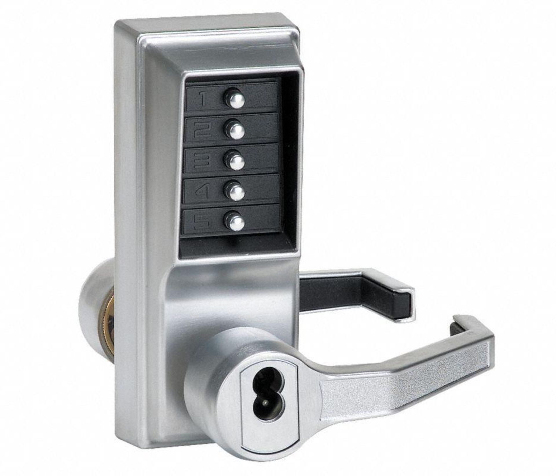 KABA Mechanical Push Button Lockset, Satin Chrome (see description)