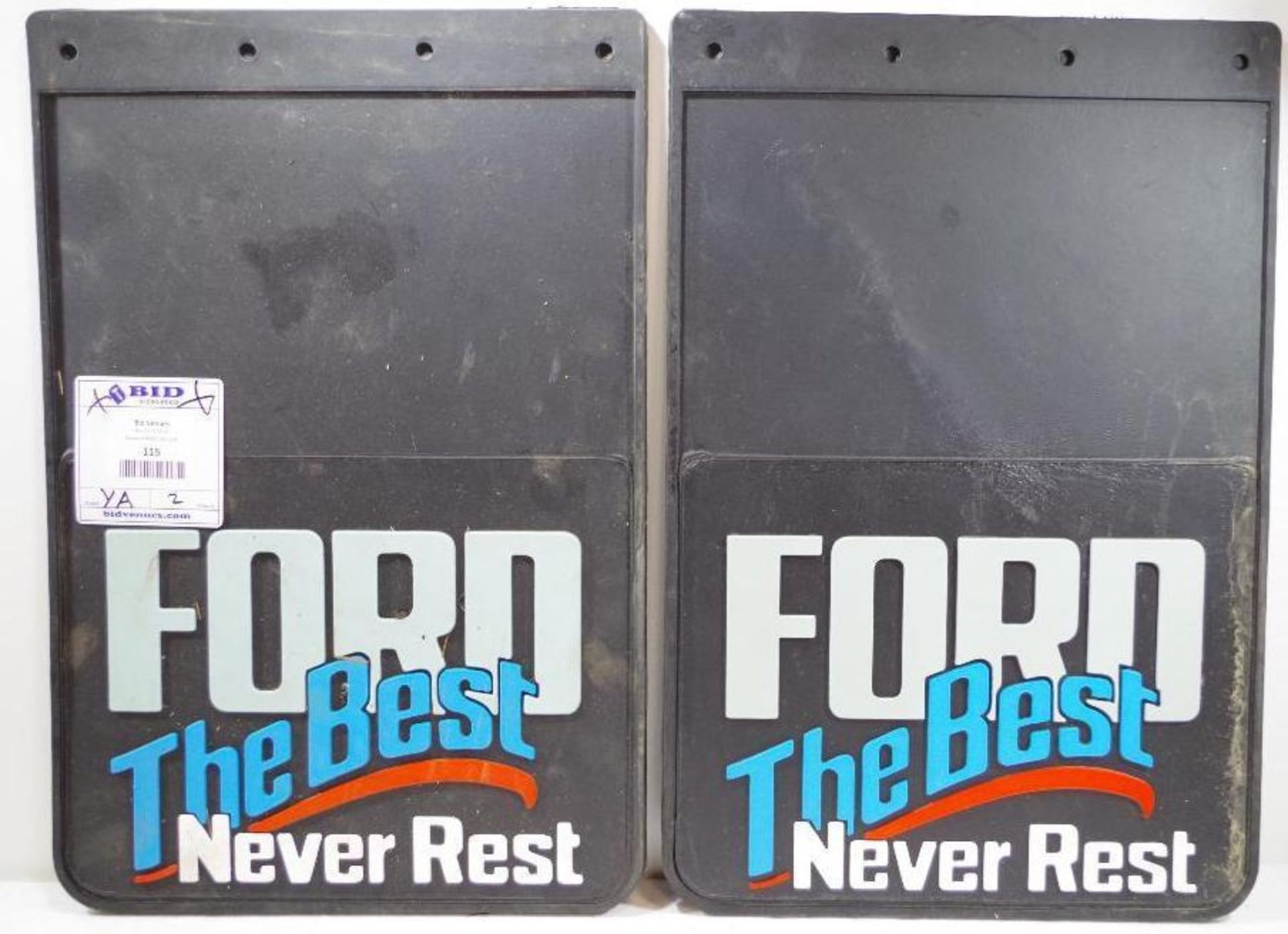 [2] NOS "FORD The Best Never Rest" Mud Flaps, 18" x 12"