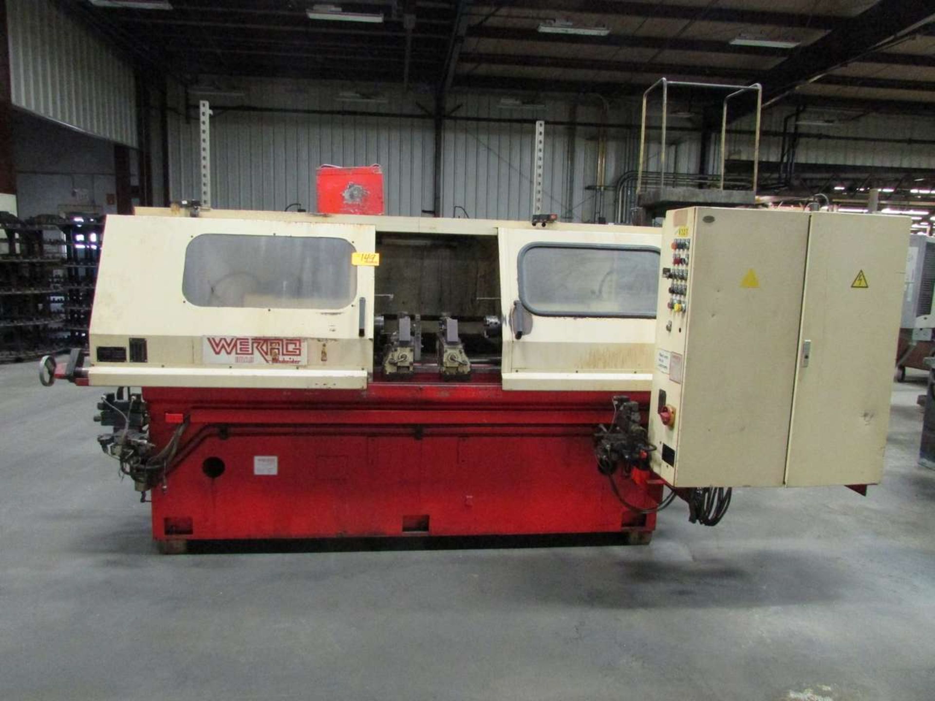 1990 Werag CM 111-800 Twin Spindle Automatic Facing and Centering Machine