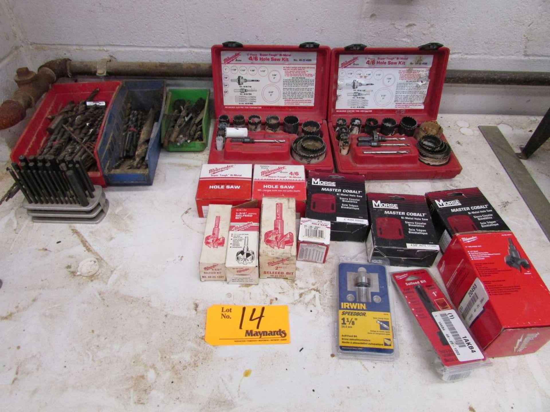 Large Assortment of Hole Saws, Self-Feed Bits, and Drill Bits