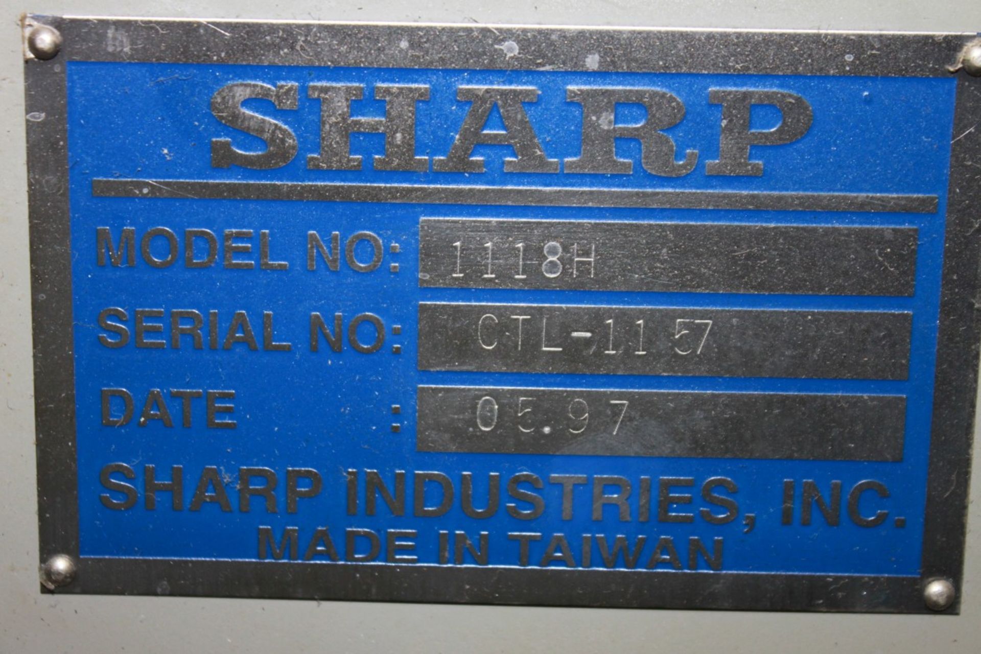 (1997) Sharp 11'' x 18'' Tool Room Lathe, Model 1118H, Sony LG10 Digital Readout, S/N CTL-1150 - Image 5 of 5