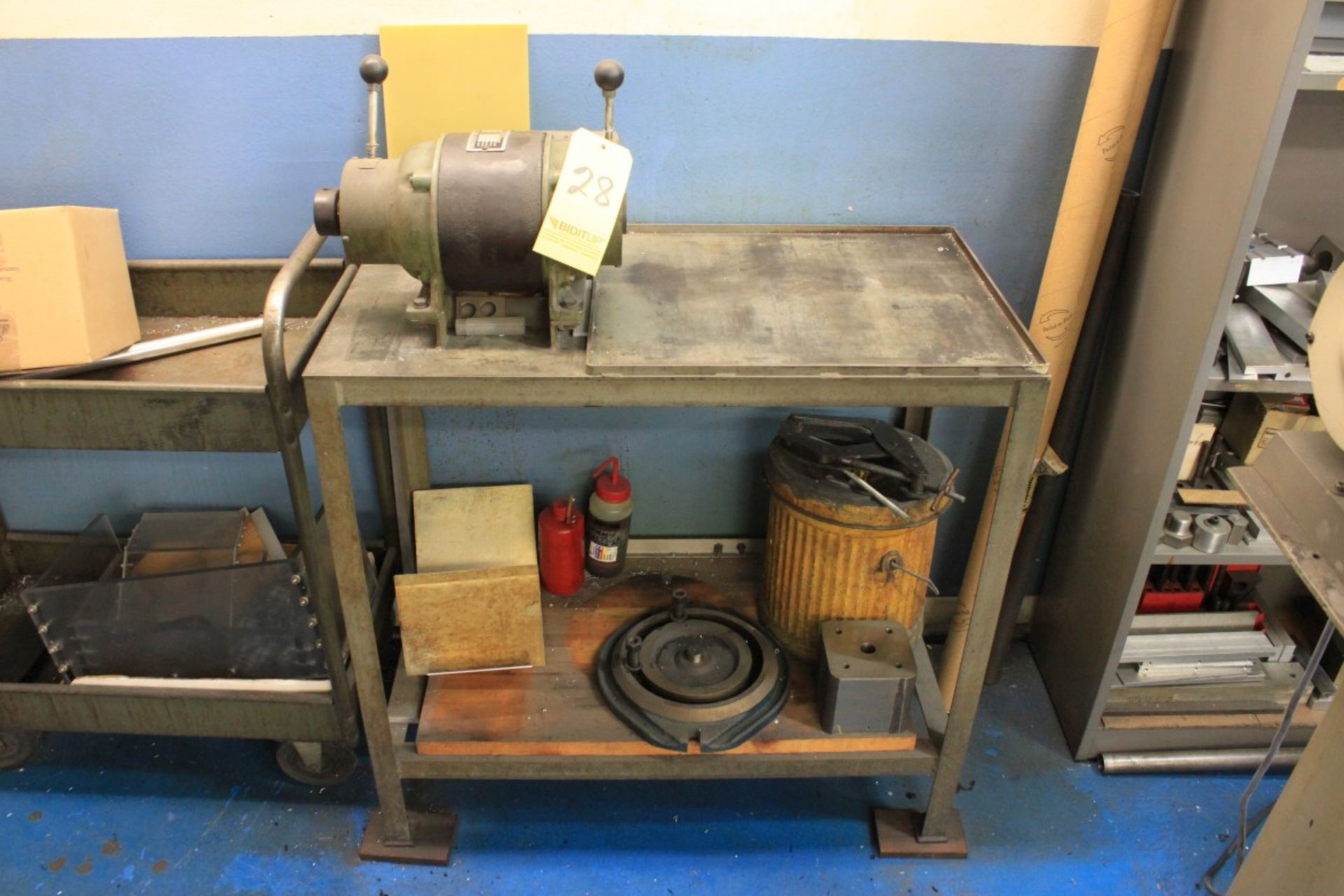 Crozier Speed Lathe, Model 2BPL, S/N 27603, Mounted on 34'' W x 18'' D x 33'' H Steel Table (TABLE