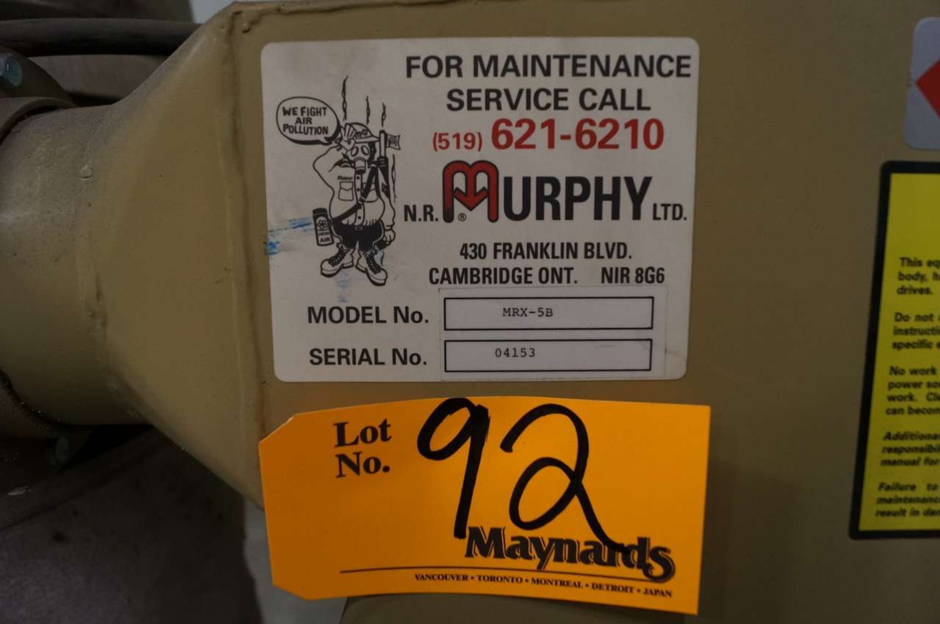 N.R. Murphy MRX-5B Dust Collector - Image 3 of 3