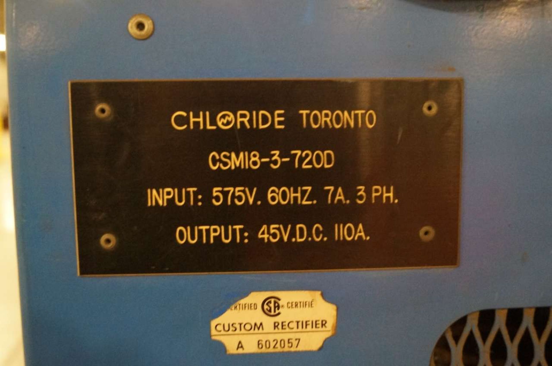 Chloride Motive Power Charger C5M18-3-7200 Battery Charger - Image 2 of 2