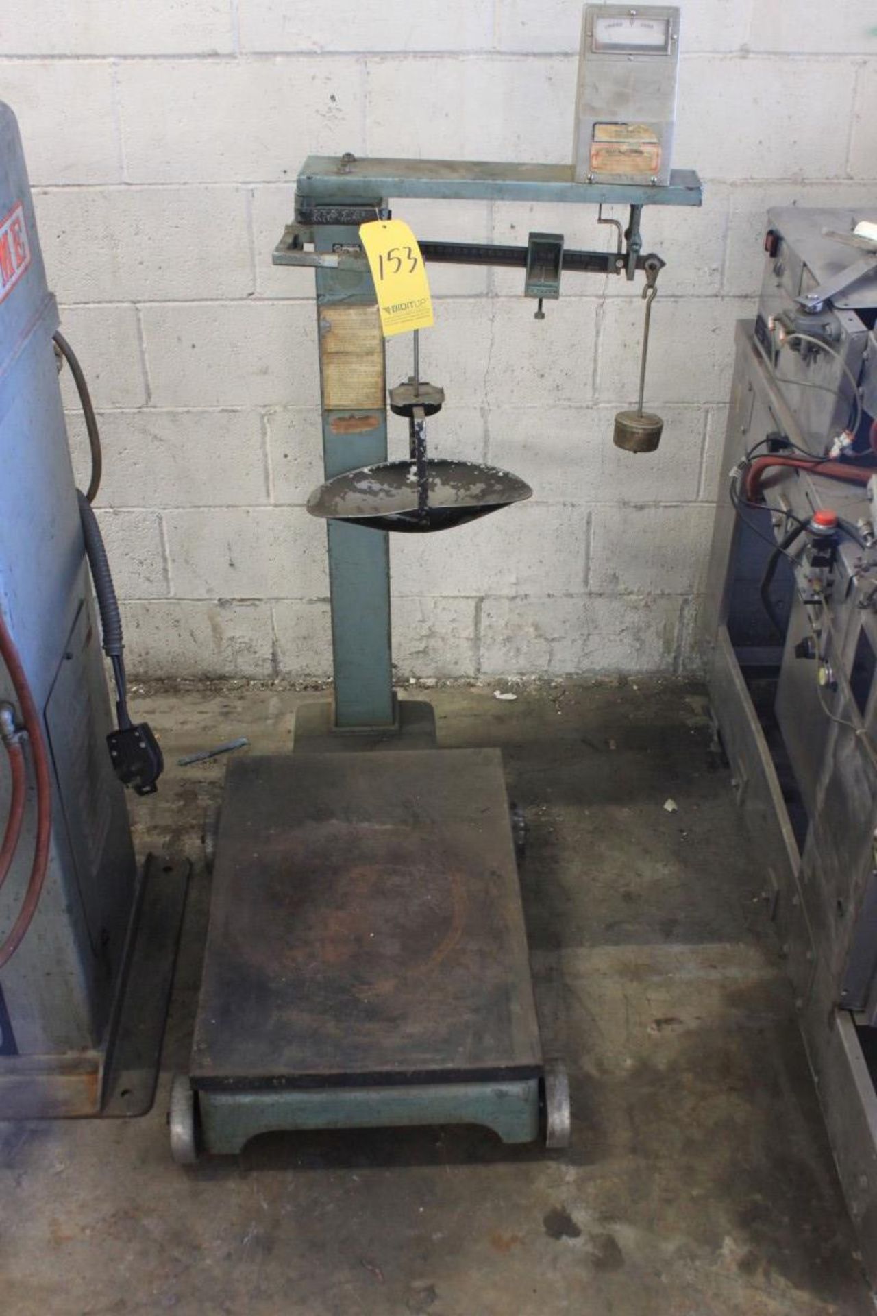 Vintage Detecto Scale on Rollers, 100 Lb. Cap. (Located at 13938 Fox Street, San Fernando, CA)