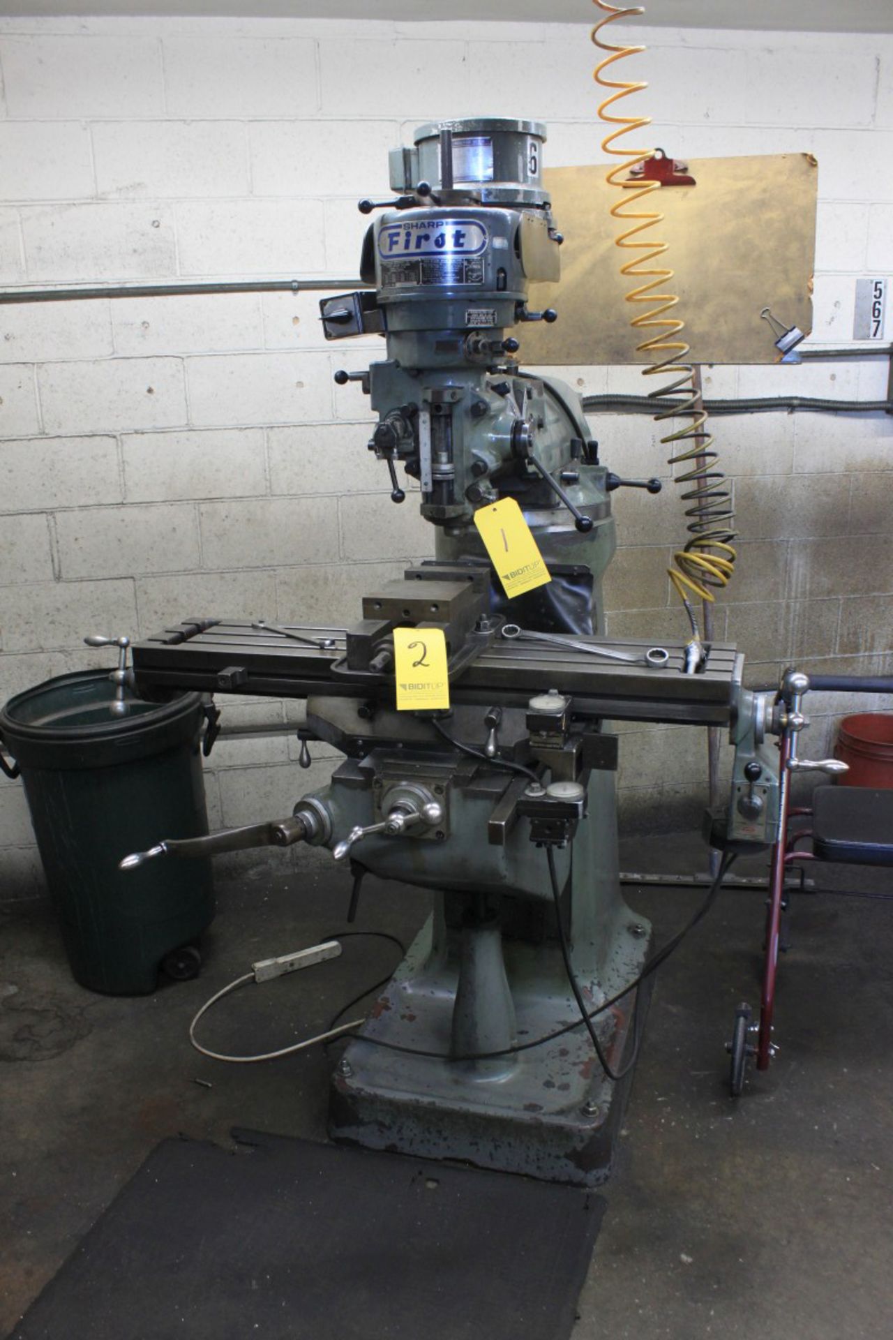 Sharp Vertical Turret Mill, Model Sharp-LCS, 9'' x 42'' Table, 2 HP, Table Power Feed, S/N