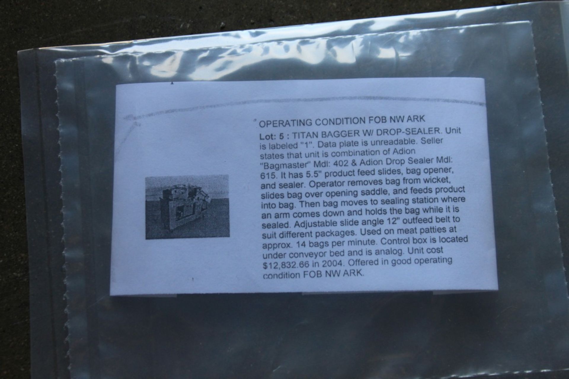 Titan Bagger w/ Drop-Sealer (See Description Photo) (Located at 13938 Fox Street, San Fernando, CA) - Image 3 of 3
