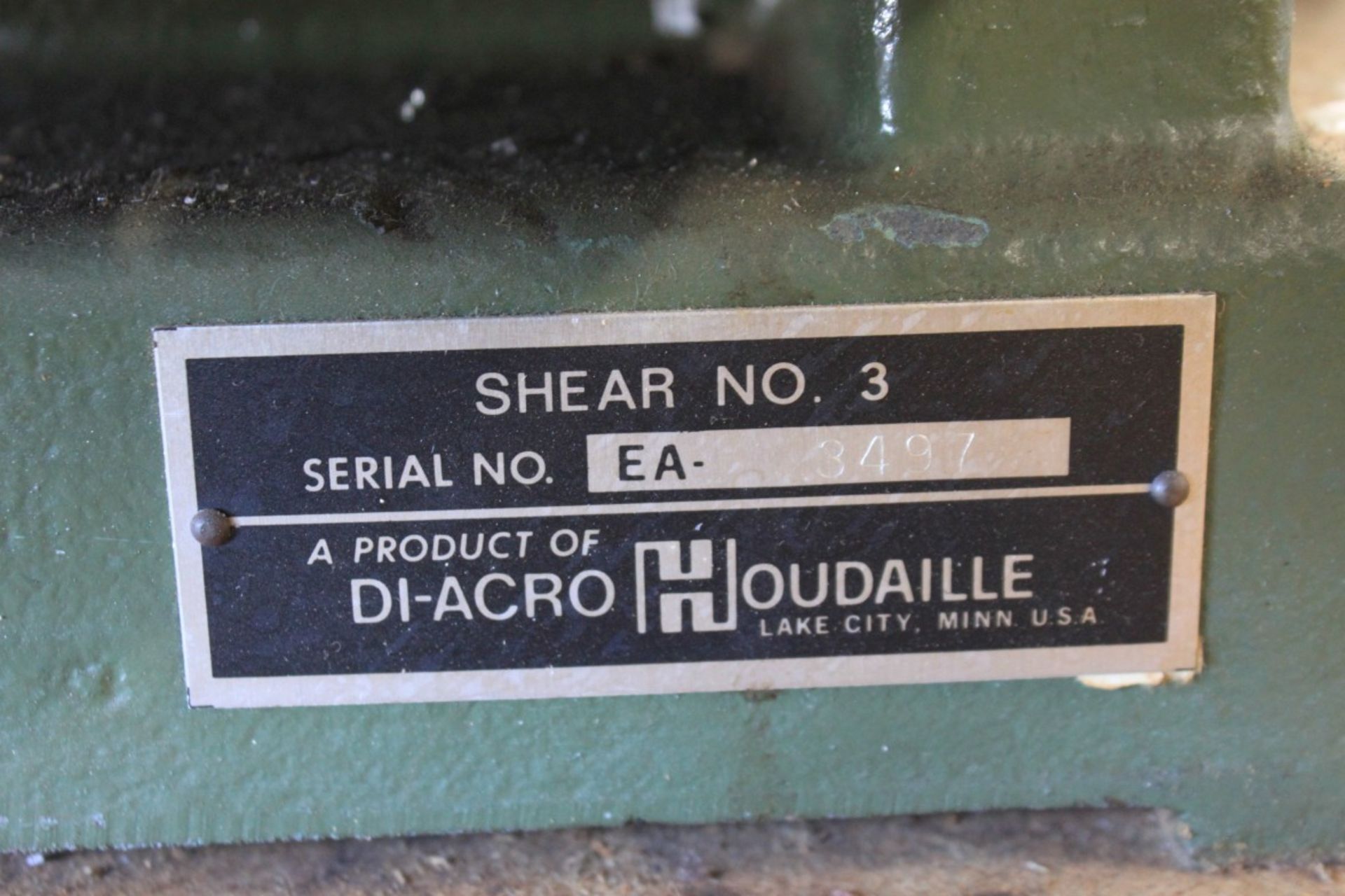 12'' x 16 Ga. Di-Acro Manual Hand Shear, Shear No. 3, S/N 3497 (Located at 13938 Fox Street, San - Image 3 of 3