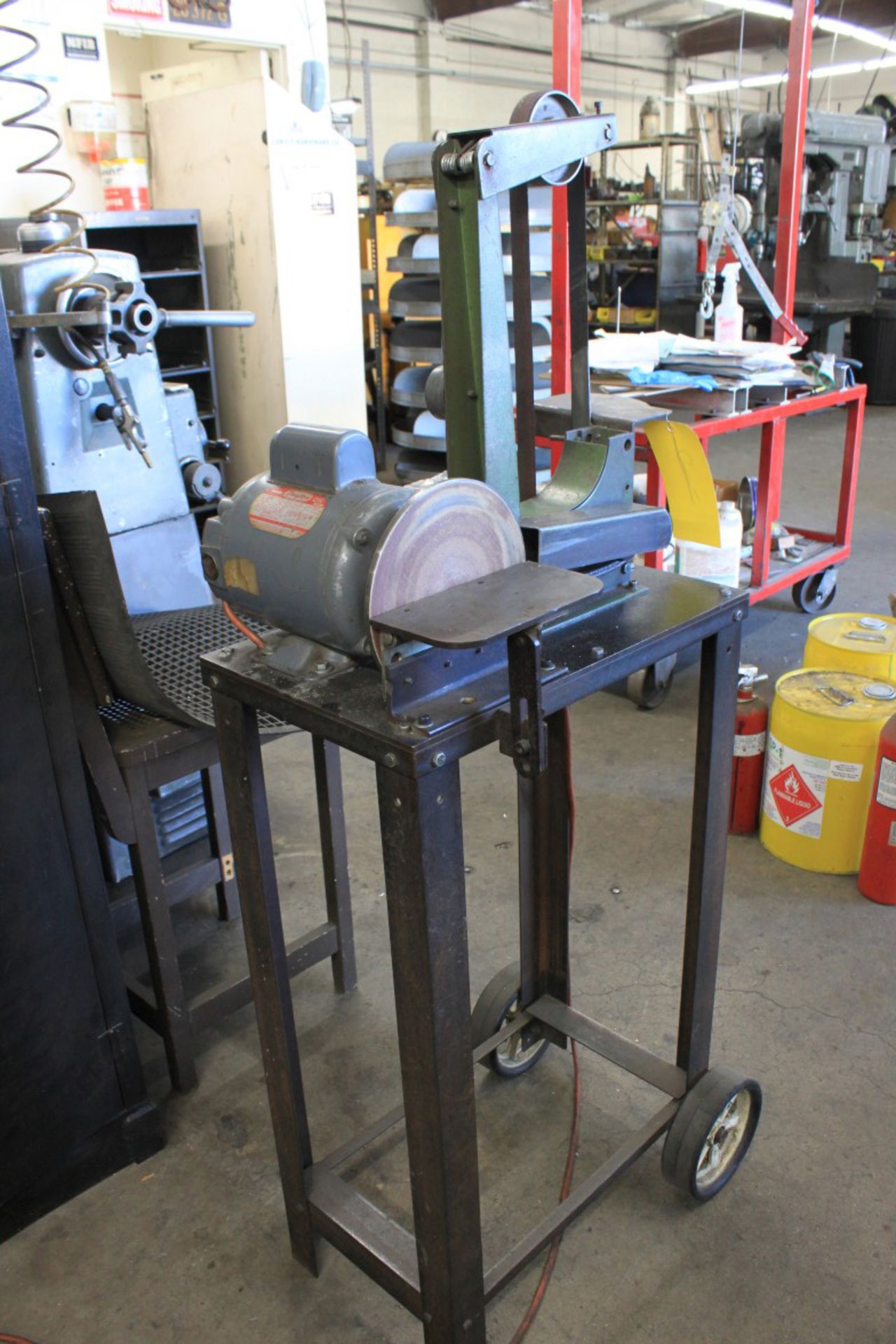 1'' Vertical Sander & 8'' Disc Sander w/ 1/2 HP Motor on Mobile Stand (Comes w/ Spare Sanding Belts) - Image 2 of 3