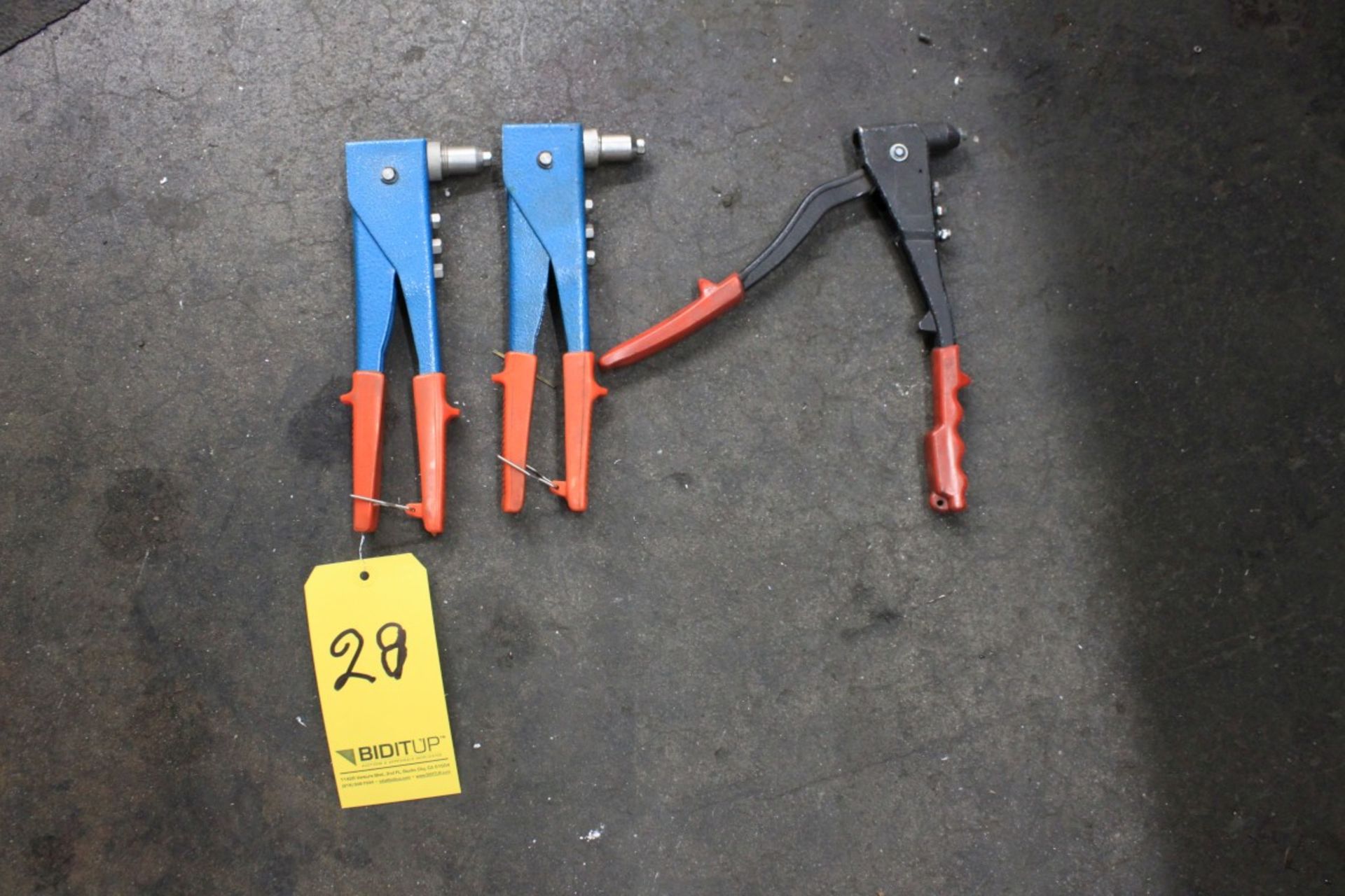 Manual Rivet Tools w/ Metal Box and Rivets (Located at 13938 Fox Street, San Fernando, CA)
