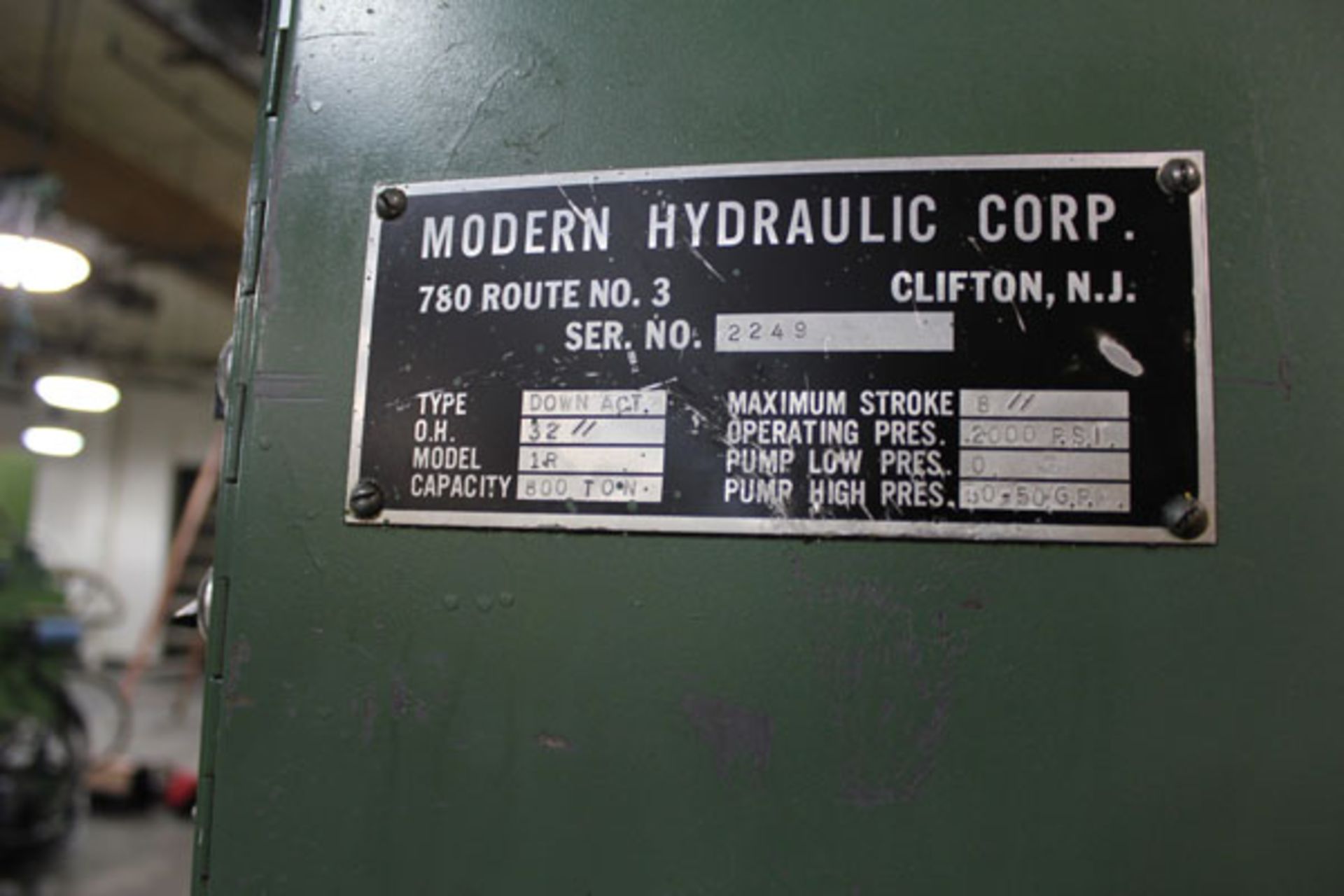 1981 800-Ton Modern Hydraulic 4 Post Press, Mdl. 1R, S/N: 2249, Located in Huntington Park, CA - Image 14 of 14