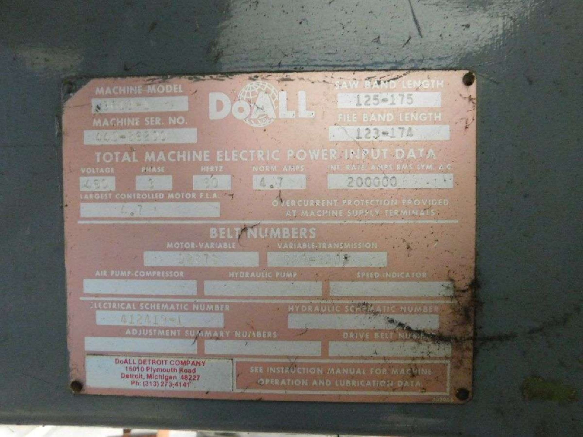 DoAll 625663 36'' Vertical Bandsaw - Image 2 of 3