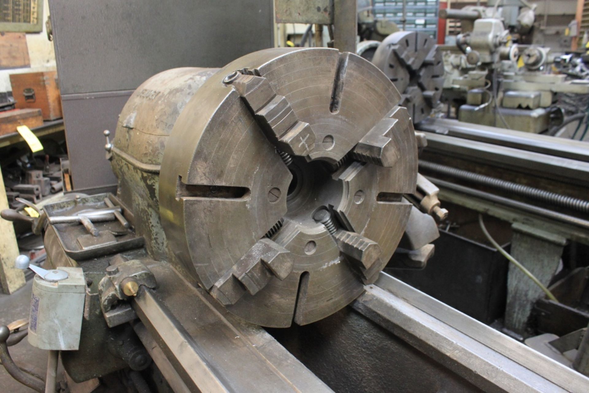 Hendey 16" x 48" Lathe, Variable Speed, 16" 4-Jaw Chuck, Tail Stock, S/N L-161 - Image 3 of 3