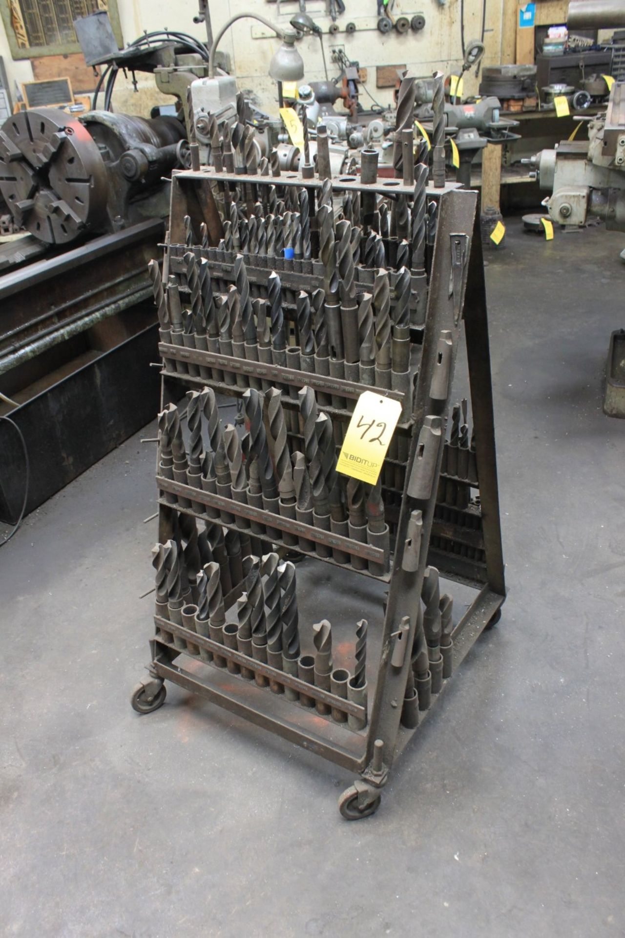 Cart on Casters w/ Large Quantity of Drill Bits
