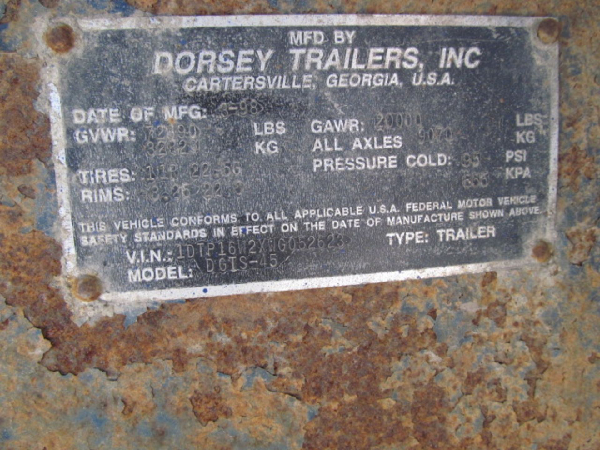 1999 Dorsey Flatbed 45' Trailer (VIN: 1DTP16W27XG053875) (Subject To Confirmation) - Image 3 of 3