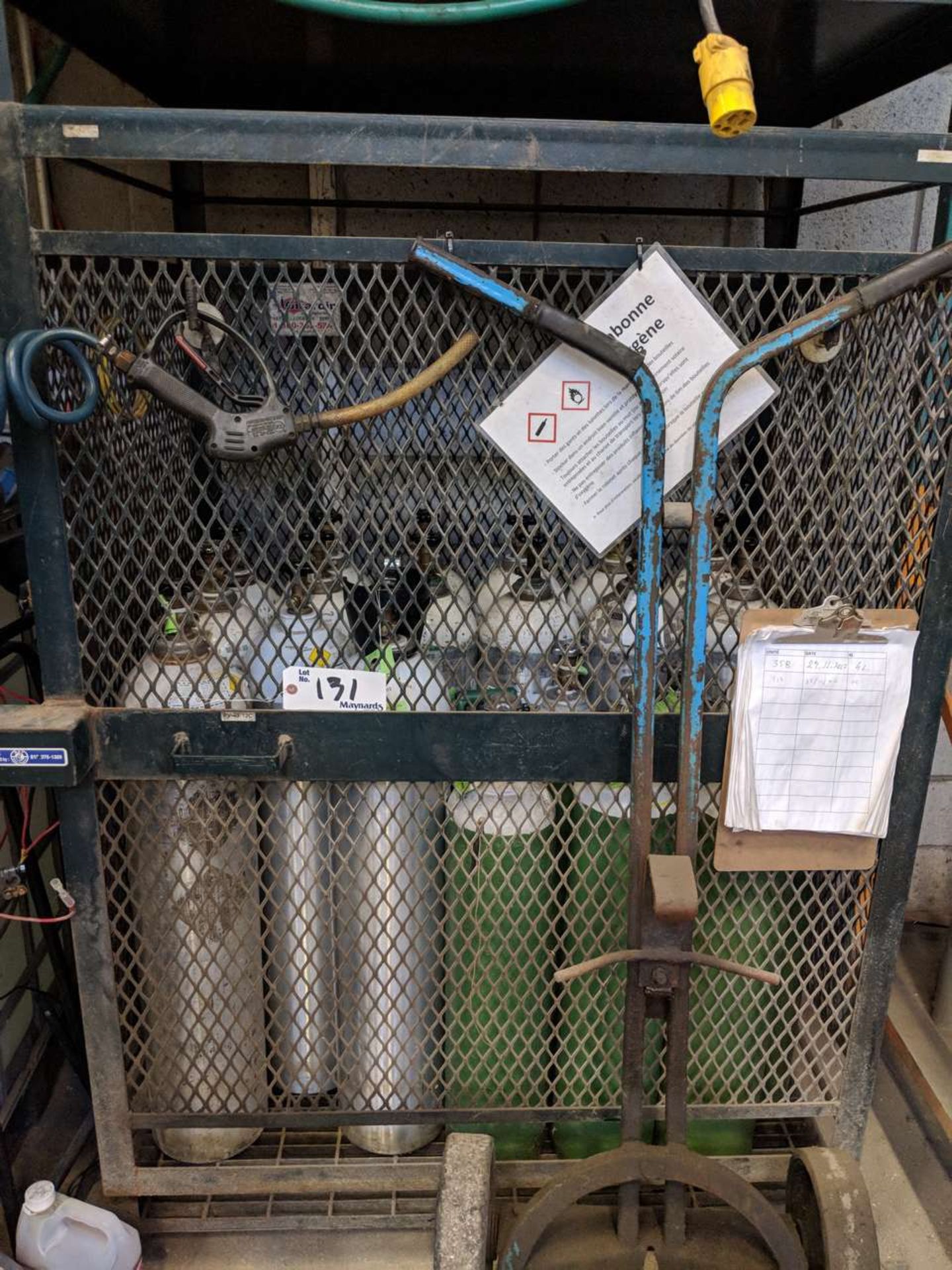 OXYGEN STORAGE CAGE W/ 29 CANISTERS