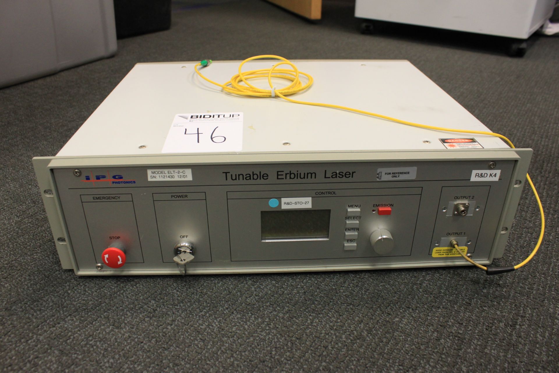 IPG Photonics Tunable Erbium Laser, Model ELT-2-C, S/N 1121430