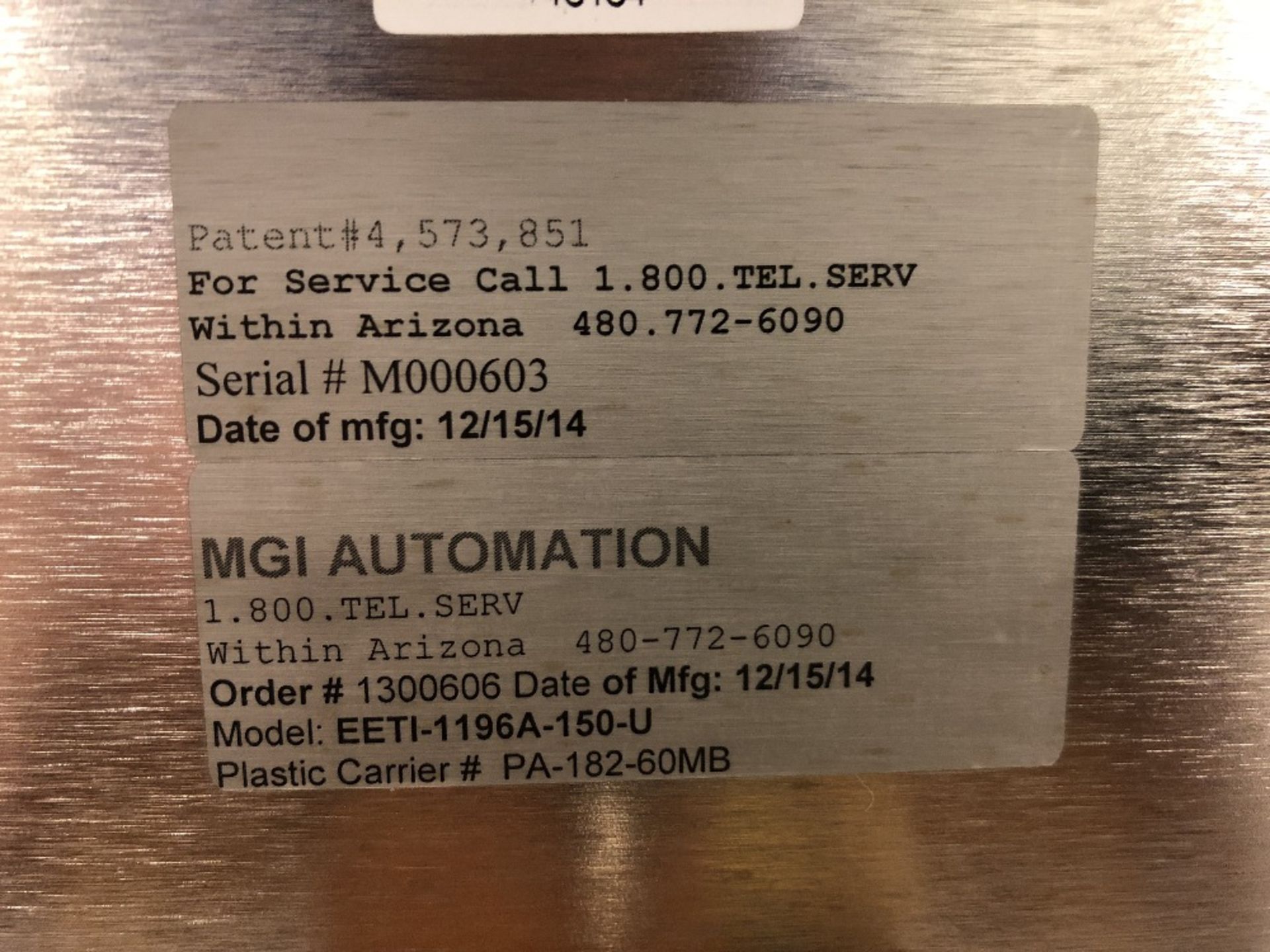 (2014) MGI Automation ETI Single Station Wafer Transfer System, Model EETI-1196A-150-U, ET1000 2 - Image 3 of 3