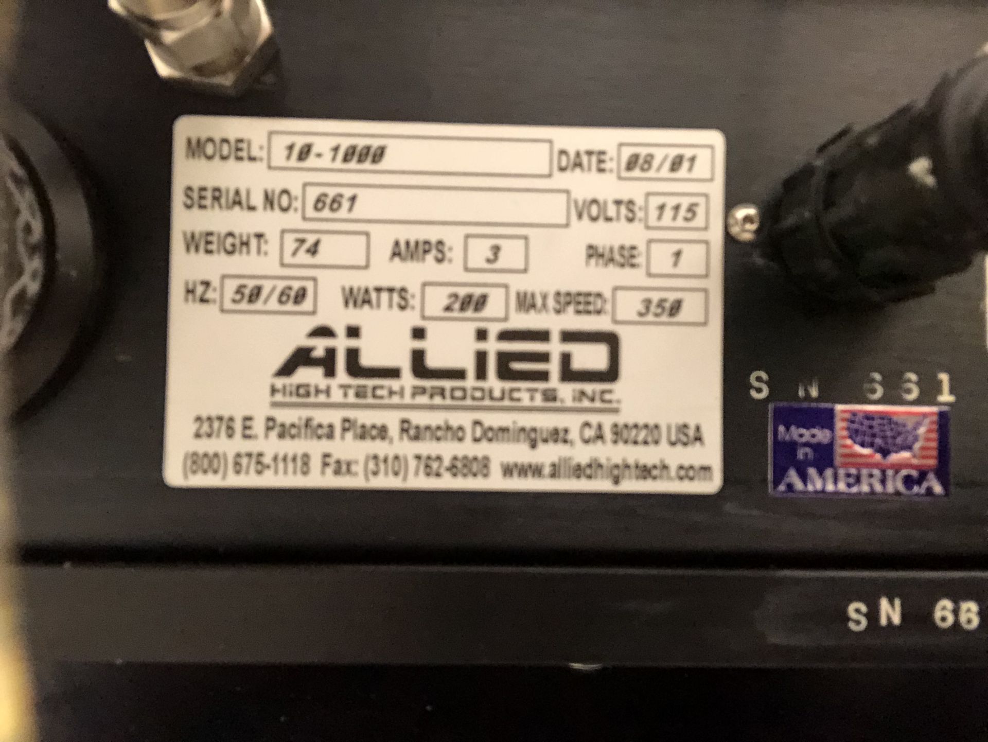 (2001) Allied High Tech MultiPrep Tabletop Polisher, Size: 6" - 8" Wafers, Model 10-1000, Spindle - Image 4 of 4