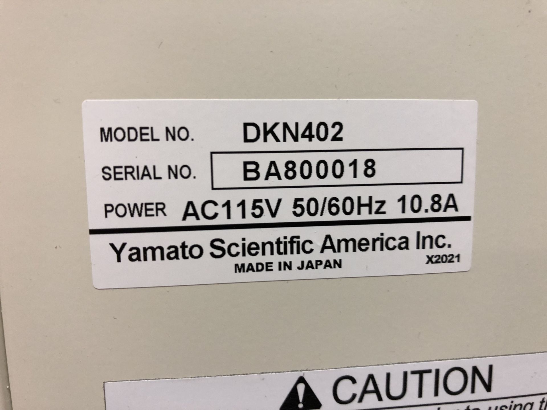 Yamato DKN402 Constant Temperature Oven, S/N BA800018 - Image 4 of 4