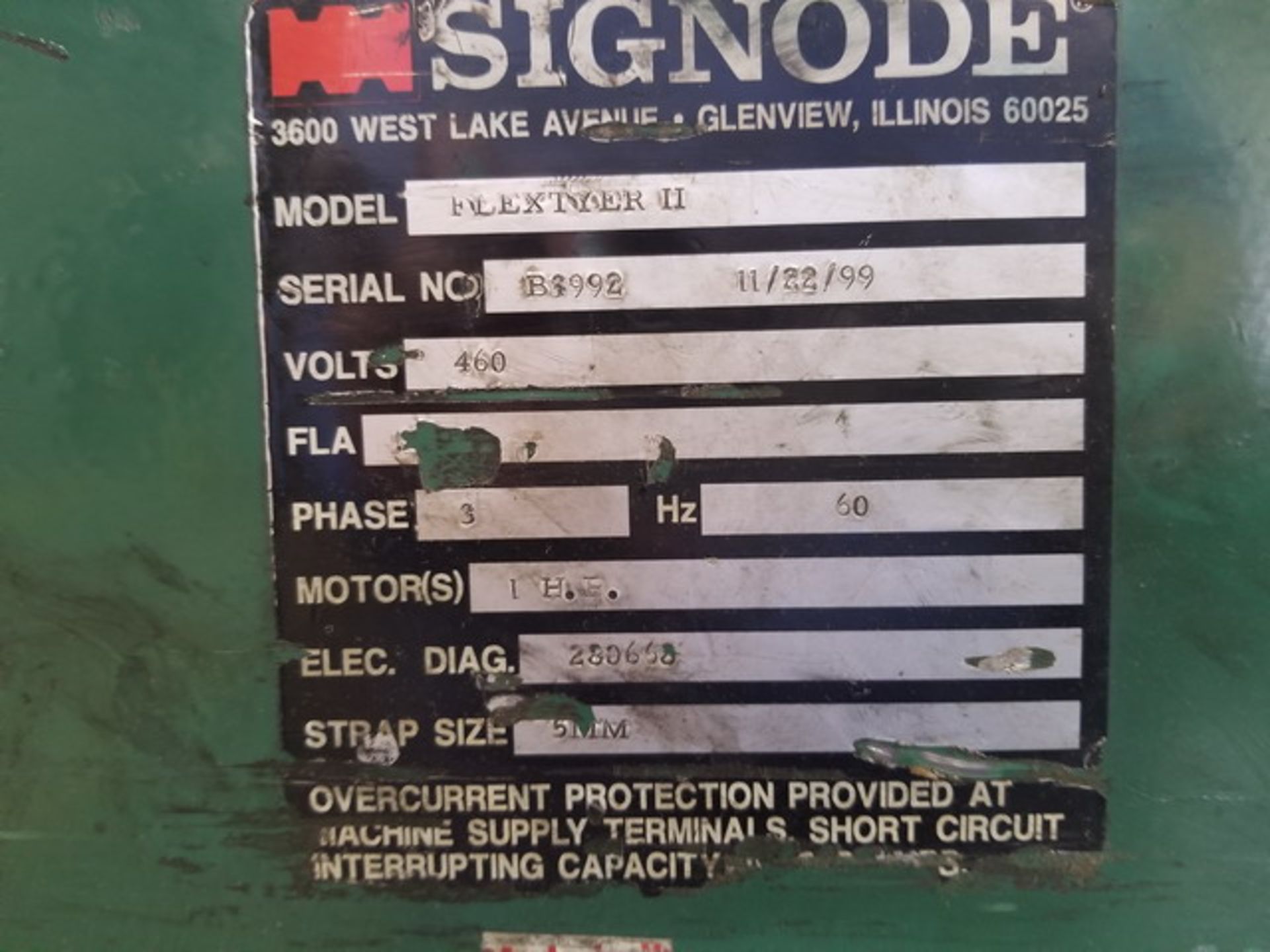 1999 Signode Model FlexTyer II Automatic Power Strapping Machine. S/N: B992; 460V; 3PH; 60Hz; 1HP; - Image 7 of 7