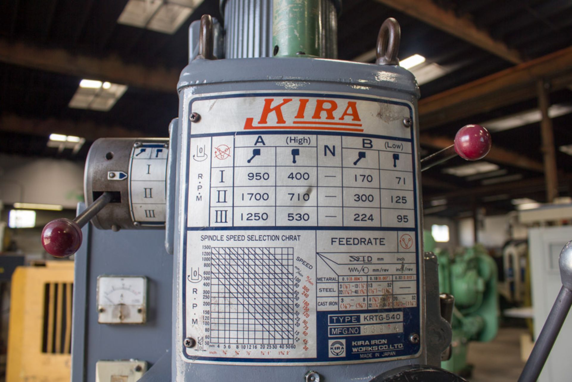 Kira Geared Head Floor Drill Press, 21" , Mdl: KRTG-540, S/N: 53914, Located In: Huntington Park, - Image 3 of 9