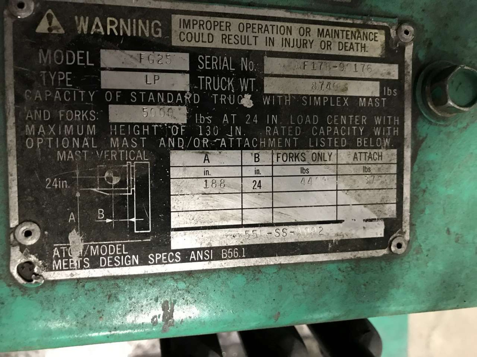 Mitsubishi FGC25 Propane Forklift - Image 10 of 11