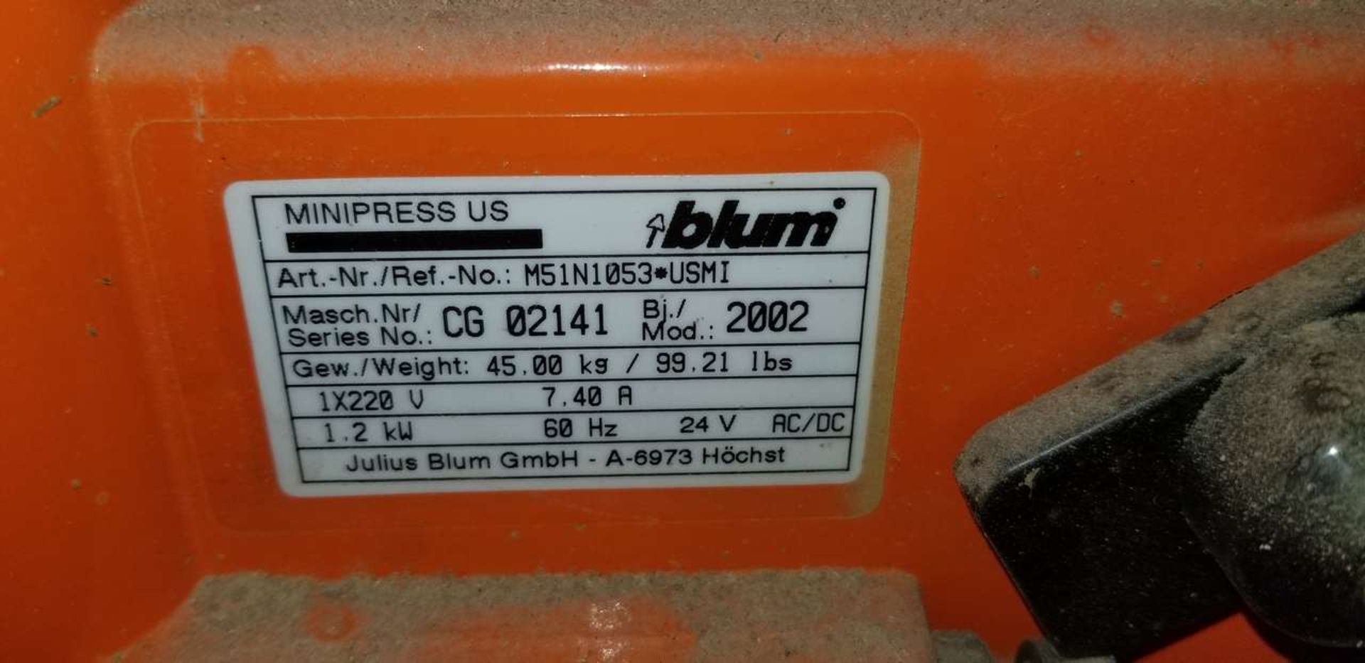 2002 Blum M51N1053N-USM1 MiniPress - Image 5 of 8