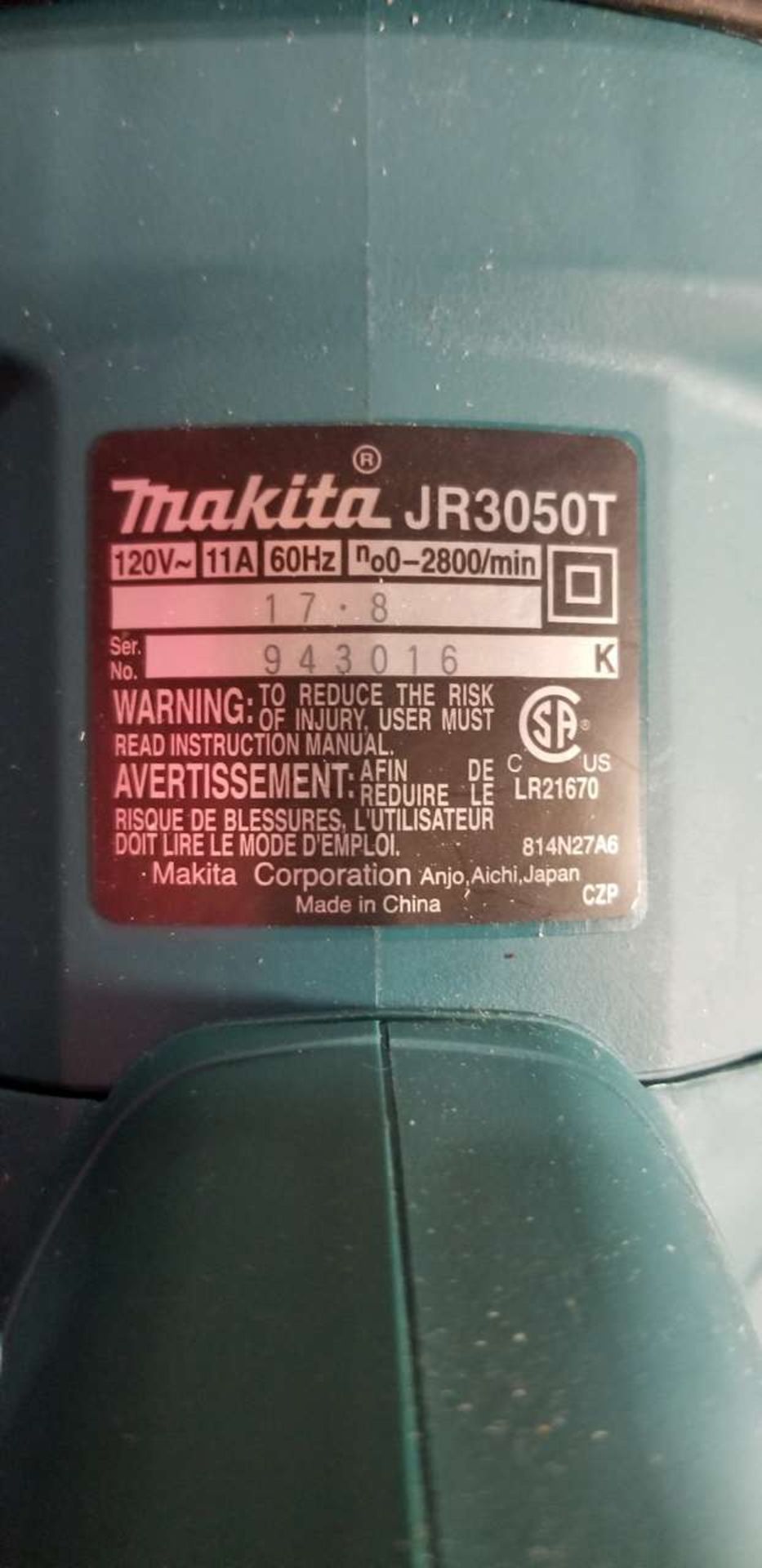 2017 Makita JR3050T Recipro Saw - Image 2 of 2