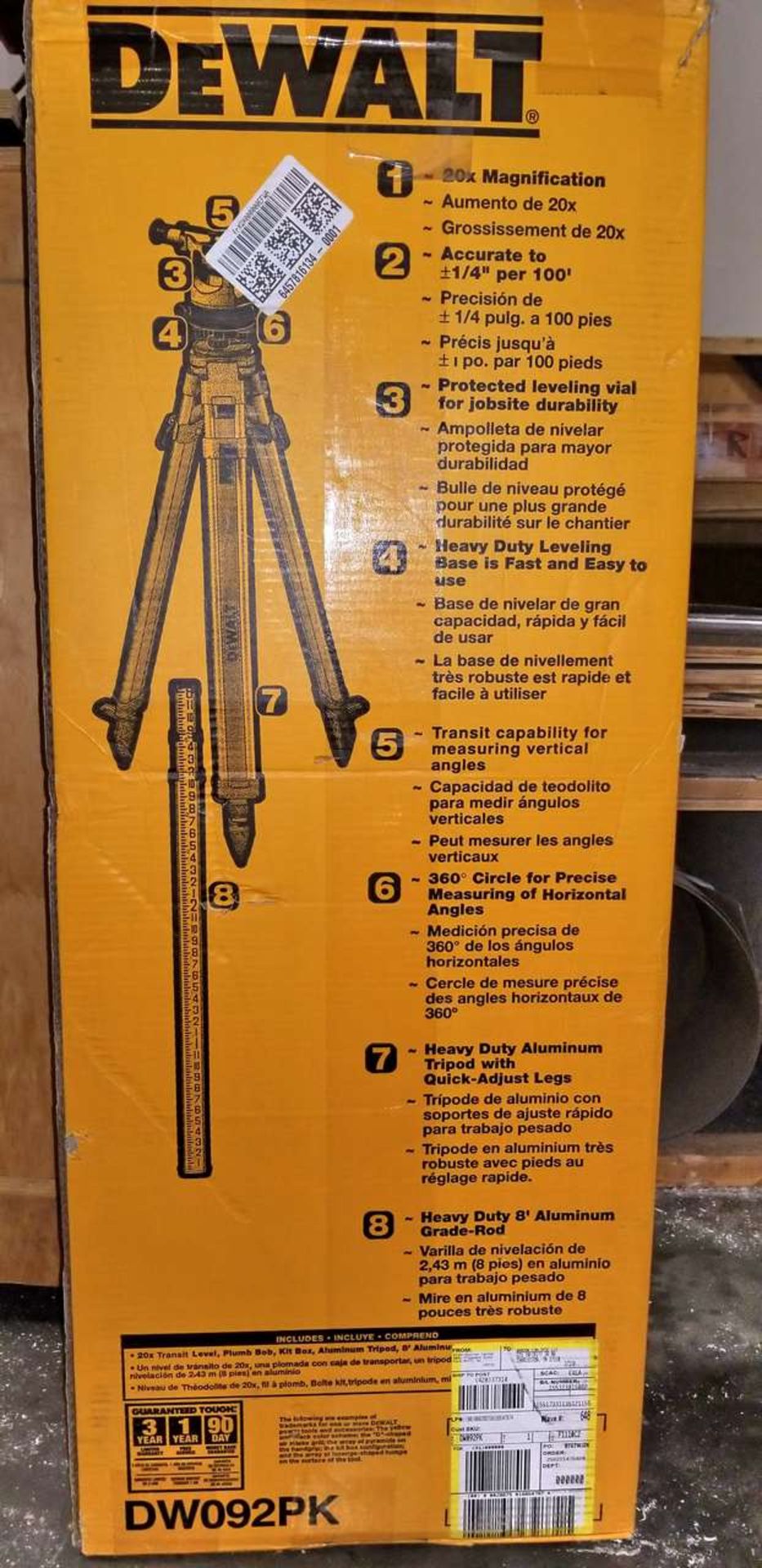 2017 DeWalt DW092PK 20X Transit Level With Tripod And Grade Rod - Image 2 of 3