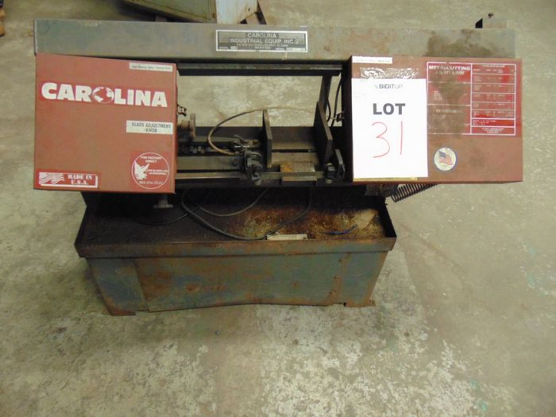 Carolina Metal Cutting Horizontal Band Saw: Capacity: 13 Wide X 8 1/2", Blade Size: 1 X .032 X 9'7