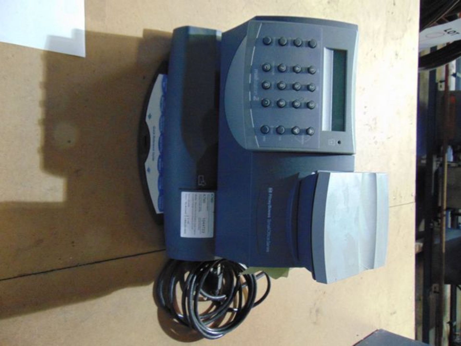 (3) Office electronics: (1) 12 Digit Calculator, Mfg: Sharp, (1) Shredder, Mfg: Fellows, (1) Postage - Image 2 of 4