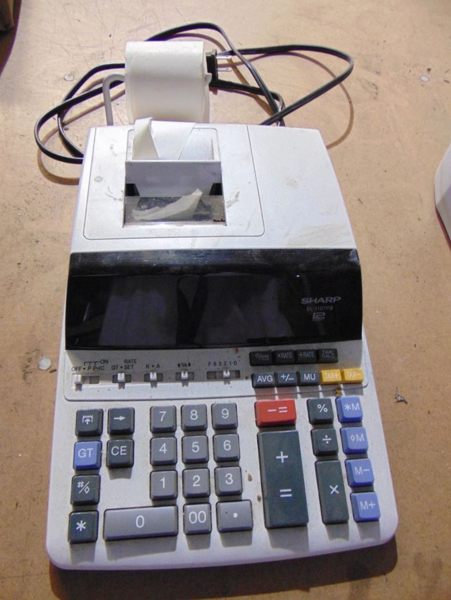 (3) Office electronics: (1) 12 Digit Calculator, Mfg: Sharp, (1) Shredder, Mfg: Fellows, (1) Postage - Image 4 of 4