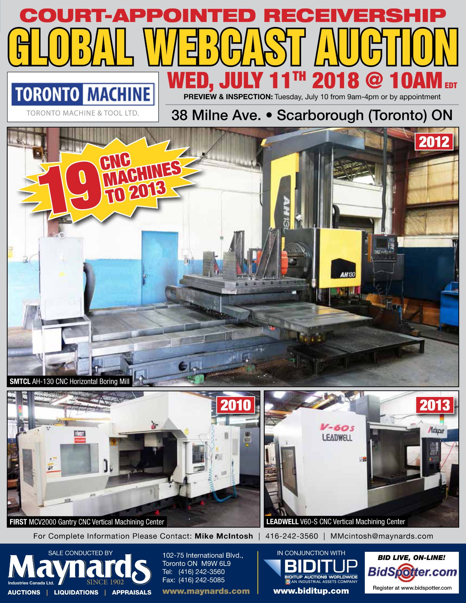 Upcoming On-Site/Online Auciton - 7/11 10am EDT - LATE MODEL CNC MACHINING EQUIPMENT FEATURING CNC