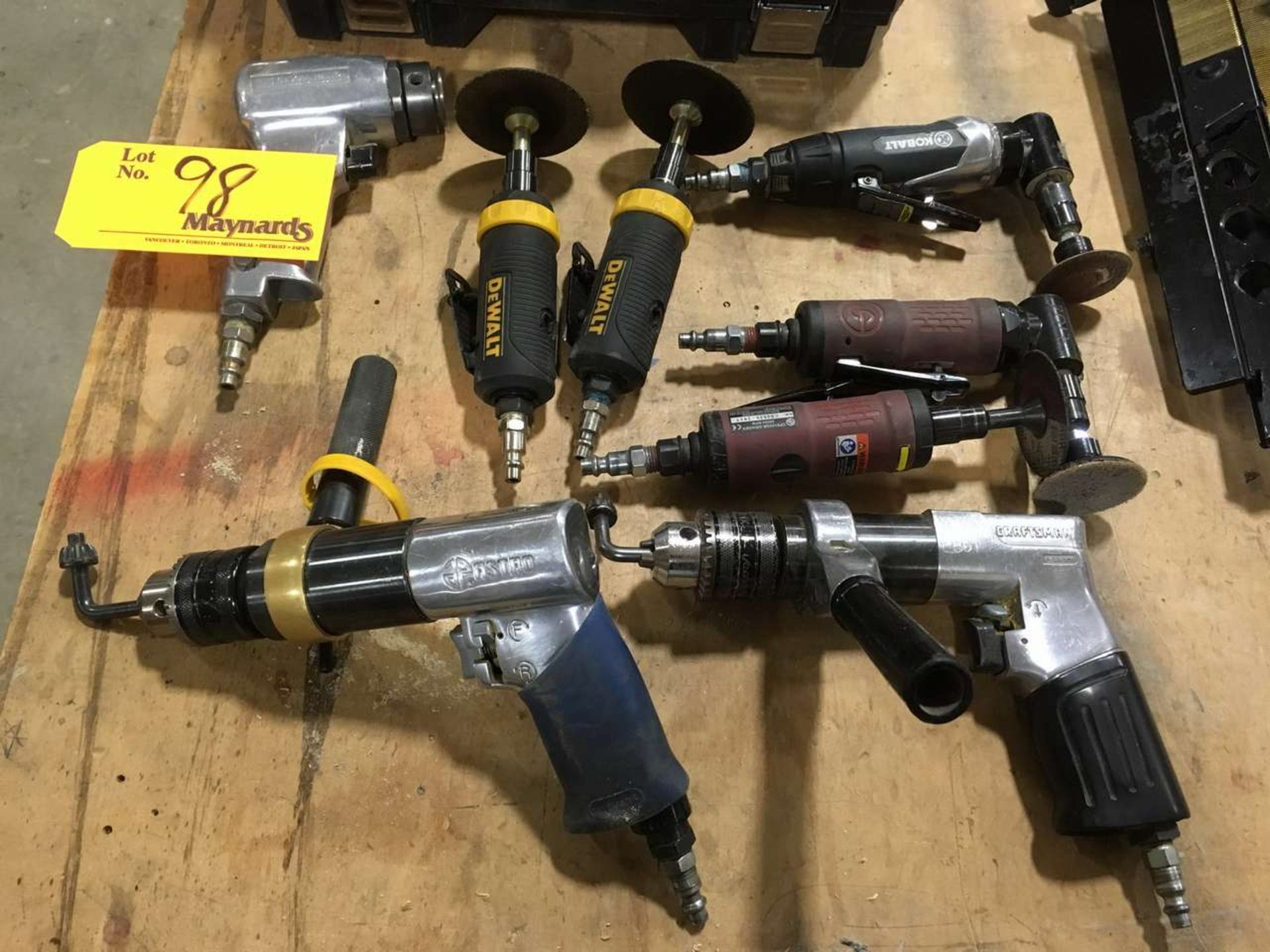 DWMT70783/317/527C/875.199120/CP9105QB Lot of Assorted Pneumatic Grinders, Sanders, & Drills